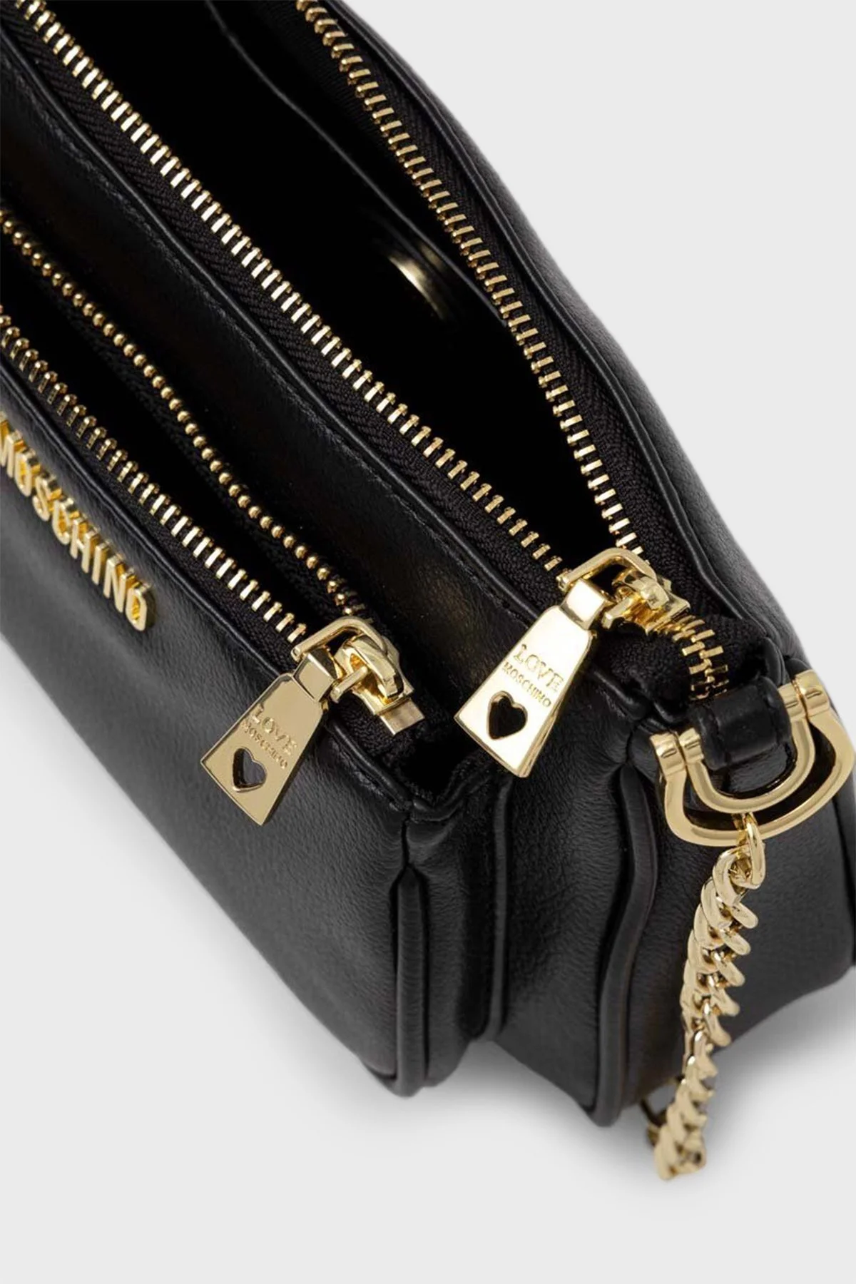 Love Moschino Mini Cüzdanlı Çift Fermuarlı Zincir Askılı Bayan Çanta JC4088PP1HLN0000 SİYAH - 7