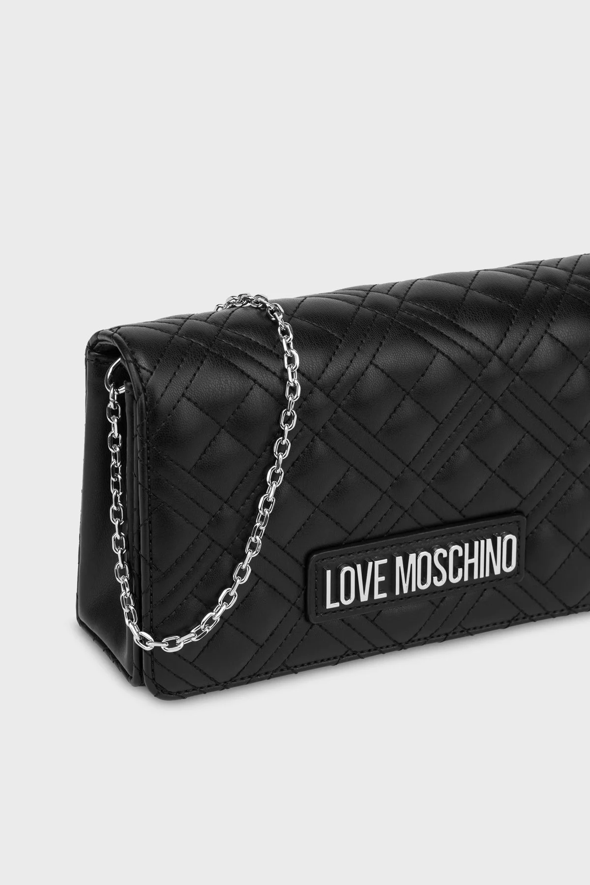 Love Moschino Parlak Kapitoneli Zincir Askılı Bayan Çanta JC4079PP1MLA000B SİYAH - 3