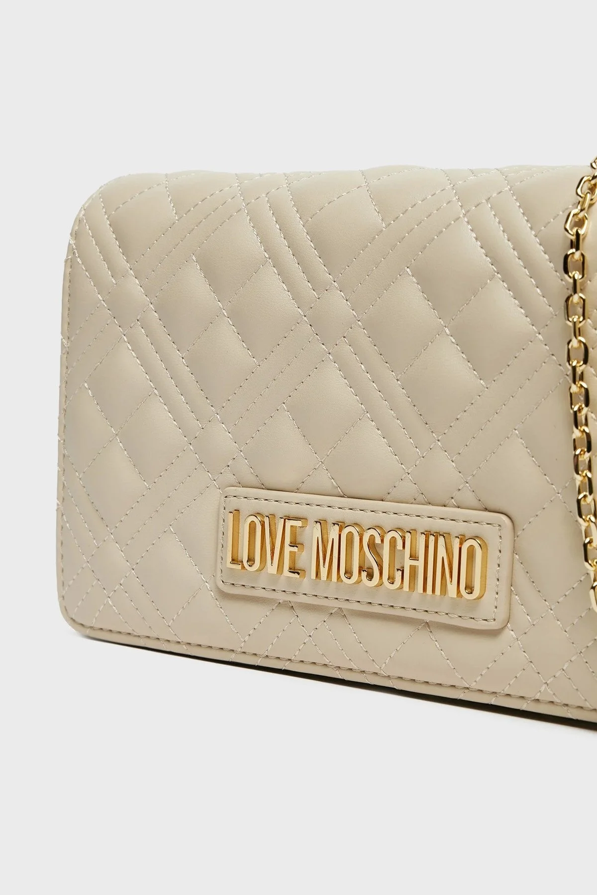 Love Moschino Parlak Kapitoneli Zincir Askılı Bayan Çanta JC4079PP1MLA0110 KREM - 3