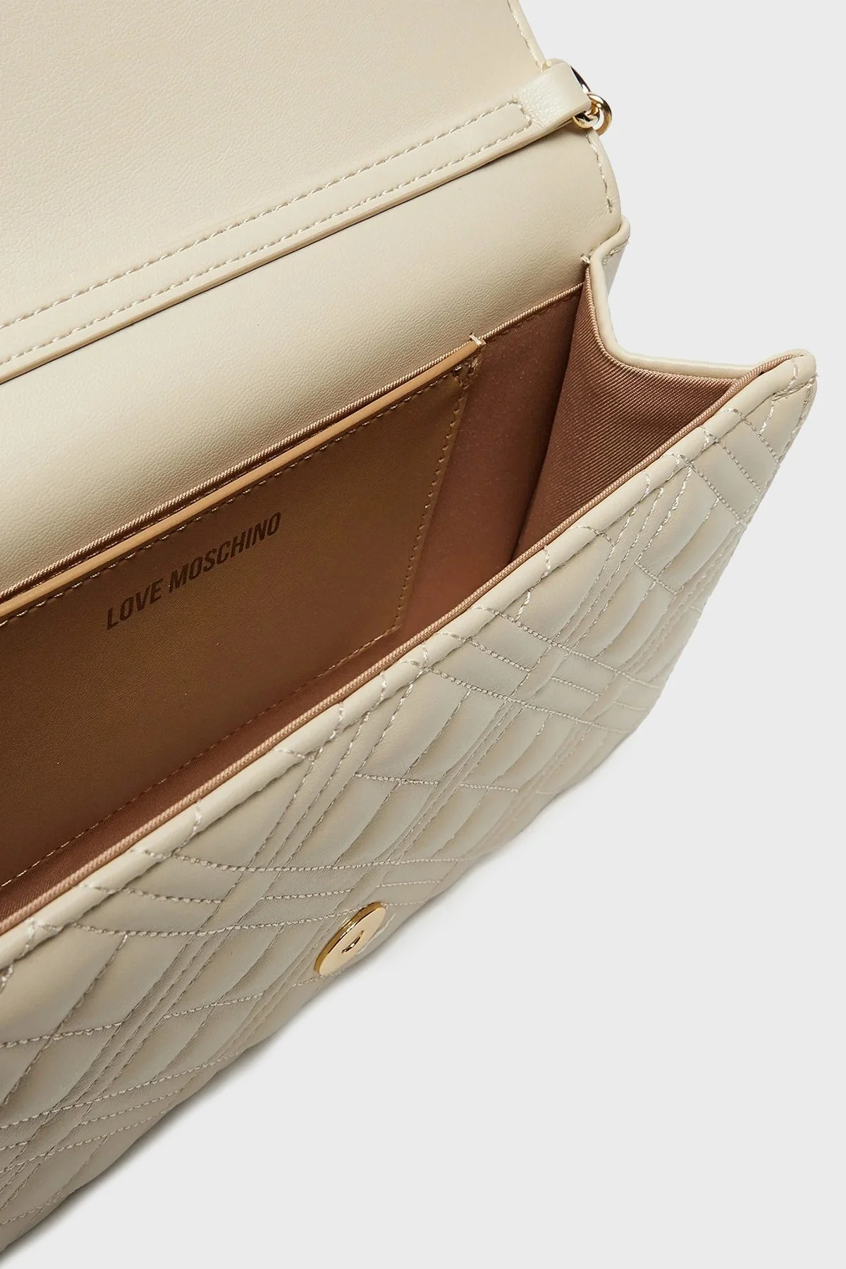 Love Moschino Parlak Kapitoneli Zincir Askılı Bayan Çanta JC4079PP1MLA0110 KREM - 4