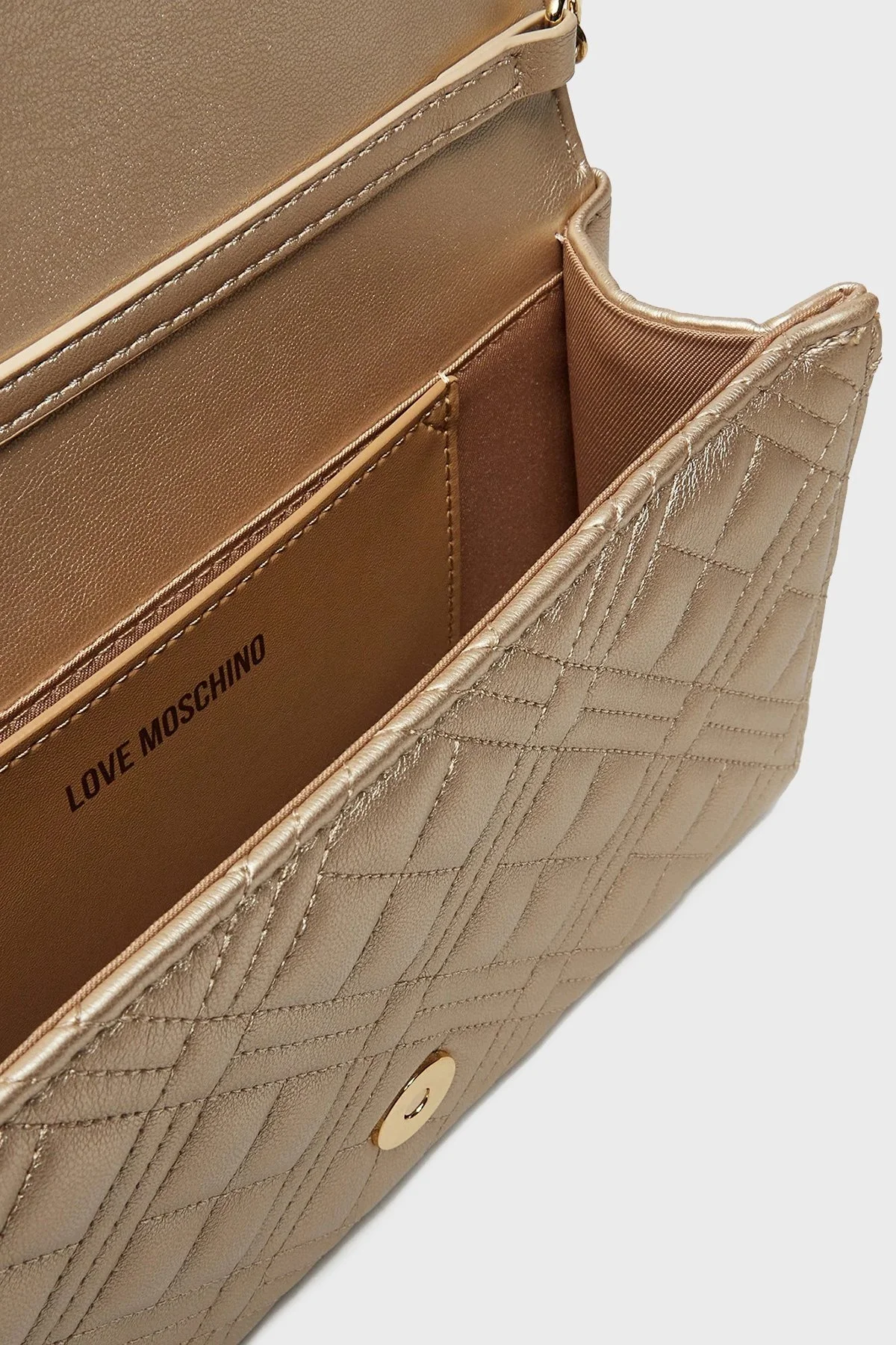 Love Moschino Parlak Kapitoneli Zincir Askılı Bayan Çanta JC4079PP1MLA196A GOLD - 4
