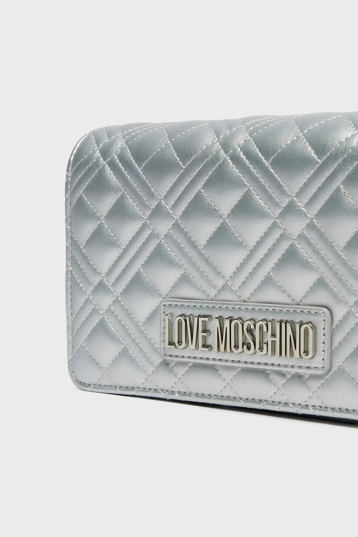 Love Moschino Parlak Kapitoneli Zincir Askılı Bayan Çanta JC4079PP1MLA196B GÜMÜŞ - 3