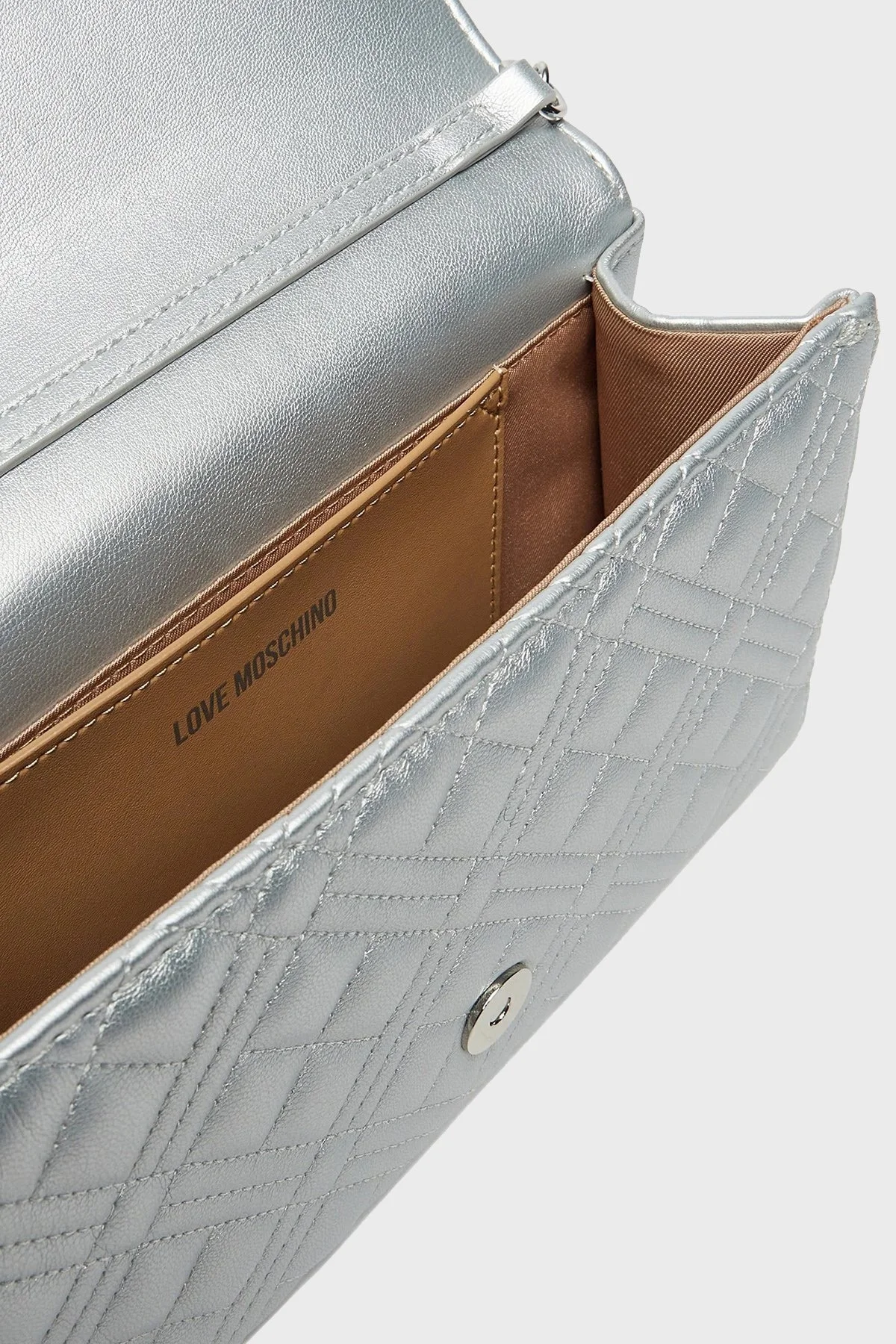 Love Moschino Parlak Kapitoneli Zincir Askılı Bayan Çanta JC4079PP1MLA196B GÜMÜŞ - 4