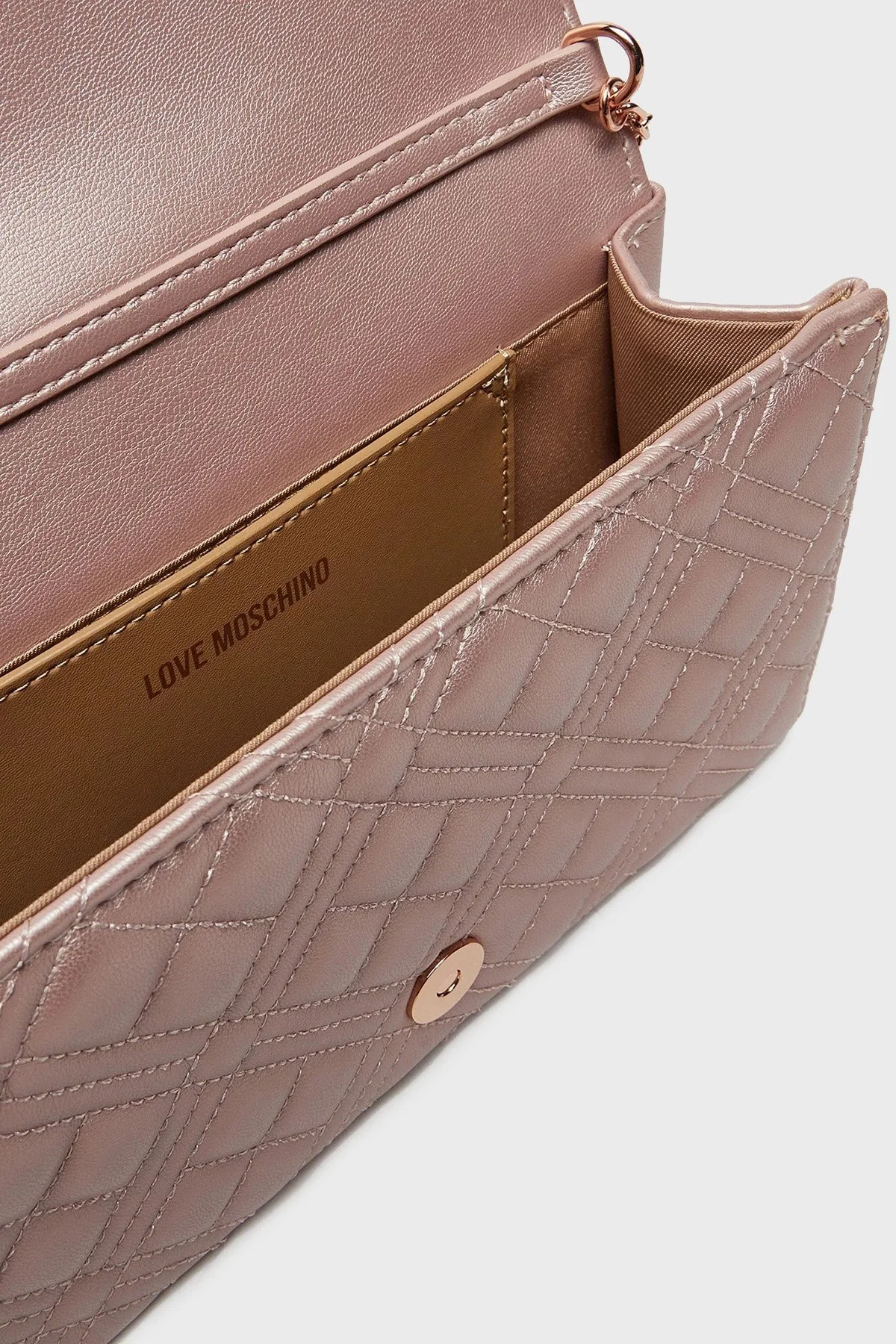 Love Moschino Parlak Kapitoneli Zincir Askılı Bayan Çanta JC4079PP1MLA197A PEMBE - 7