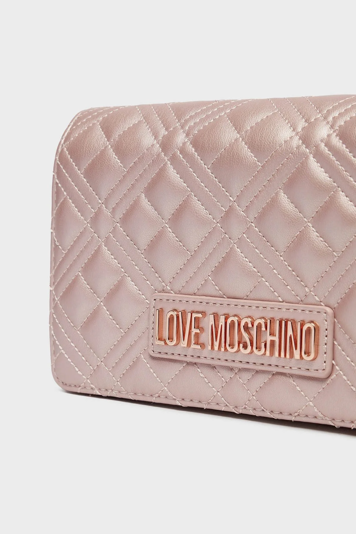 Love Moschino Parlak Kapitoneli Zincir Askılı Bayan Çanta JC4079PP1MLA197A PEMBE - 8