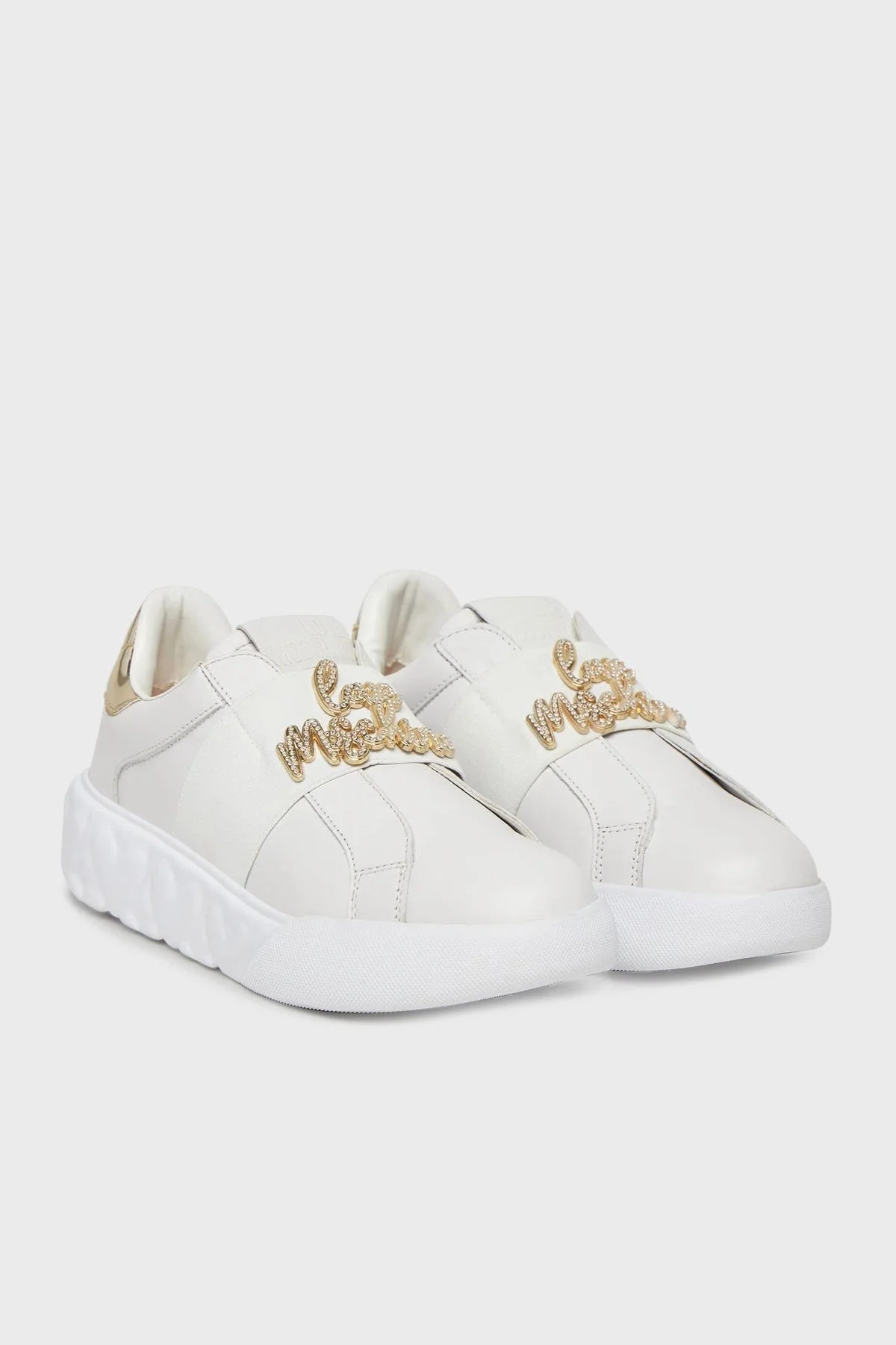 Love Moschino Taş Logolu Deri Sneaker Bayan Ayakkabı JA15064G1MIA610A BEYAZ - 2