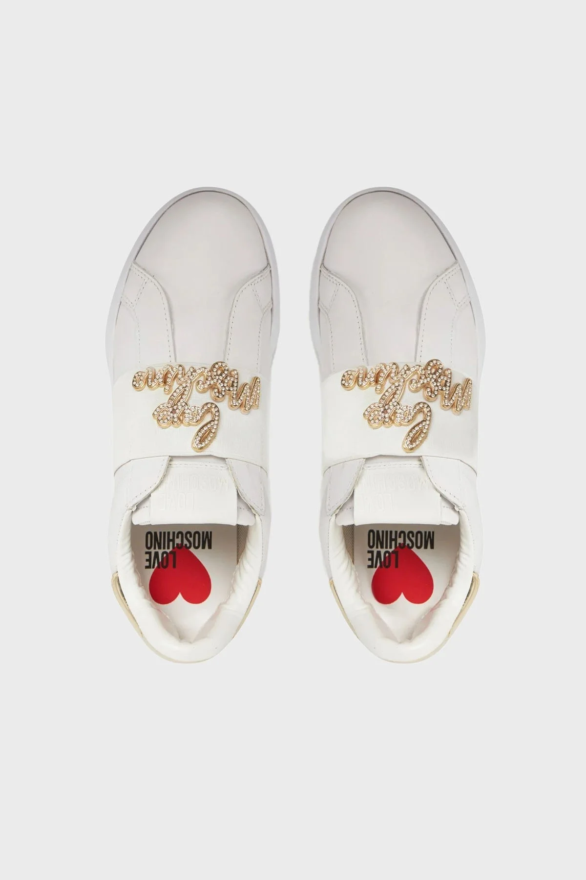 Love Moschino Taş Logolu Deri Sneaker Bayan Ayakkabı JA15064G1MIA610A BEYAZ - 3