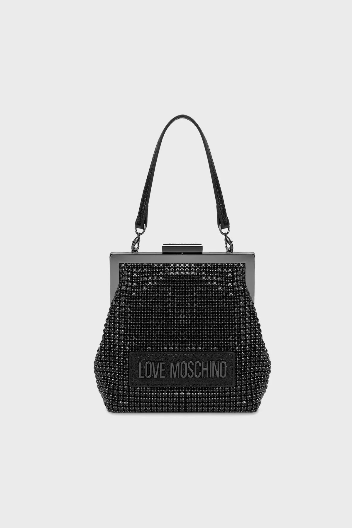 Love Moschino Taşlı Çıkarılabilir Zincir Askılı Bayan Çanta JC4043PP1LLP100A SİYAH - 5