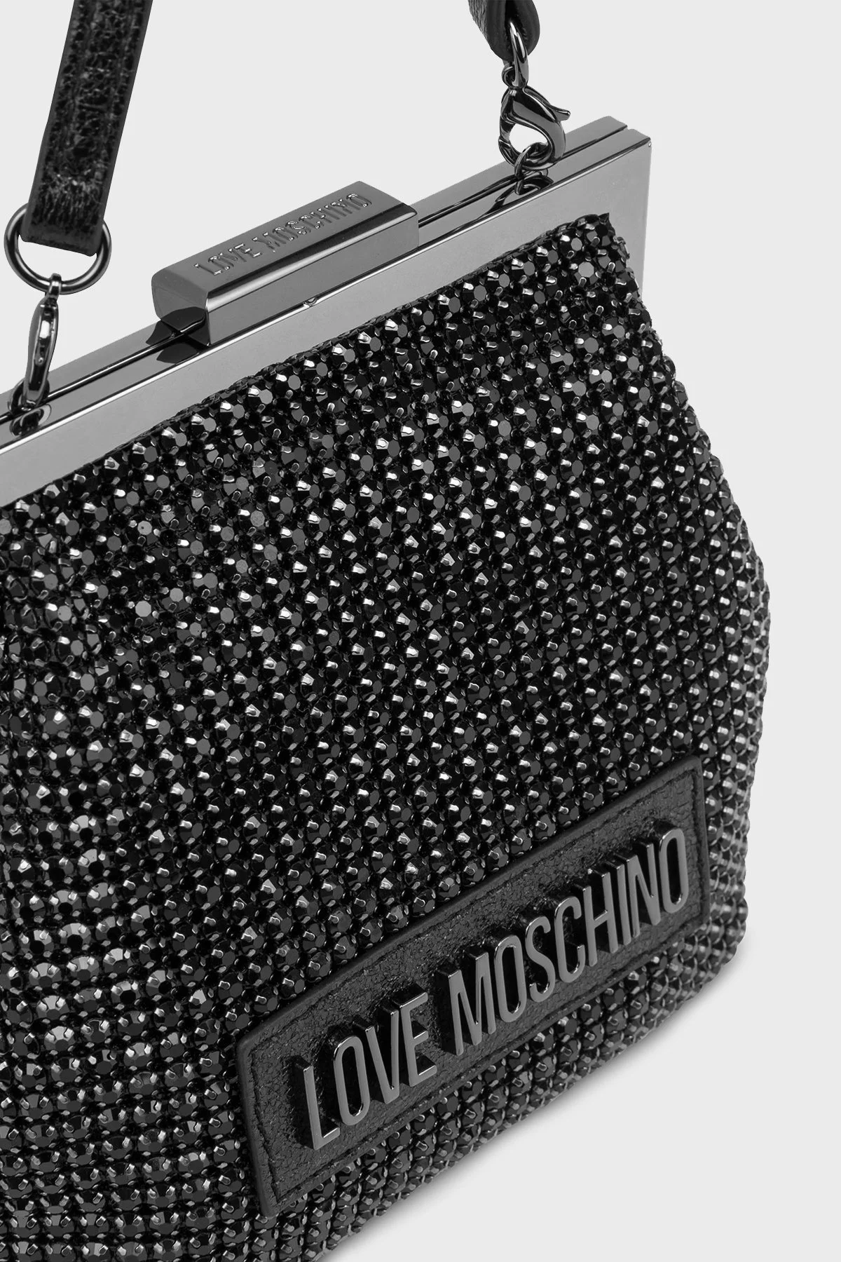 Love Moschino Taşlı Çıkarılabilir Zincir Askılı Bayan Çanta JC4043PP1LLP100A SİYAH - 7