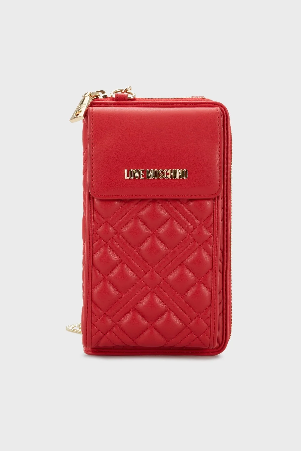 Love Moschino Telefon Bölmeli Zincir Askılı Kapitone Bayan Cüzdan JC5682PP1FLA0500 KIRMIZI - 1