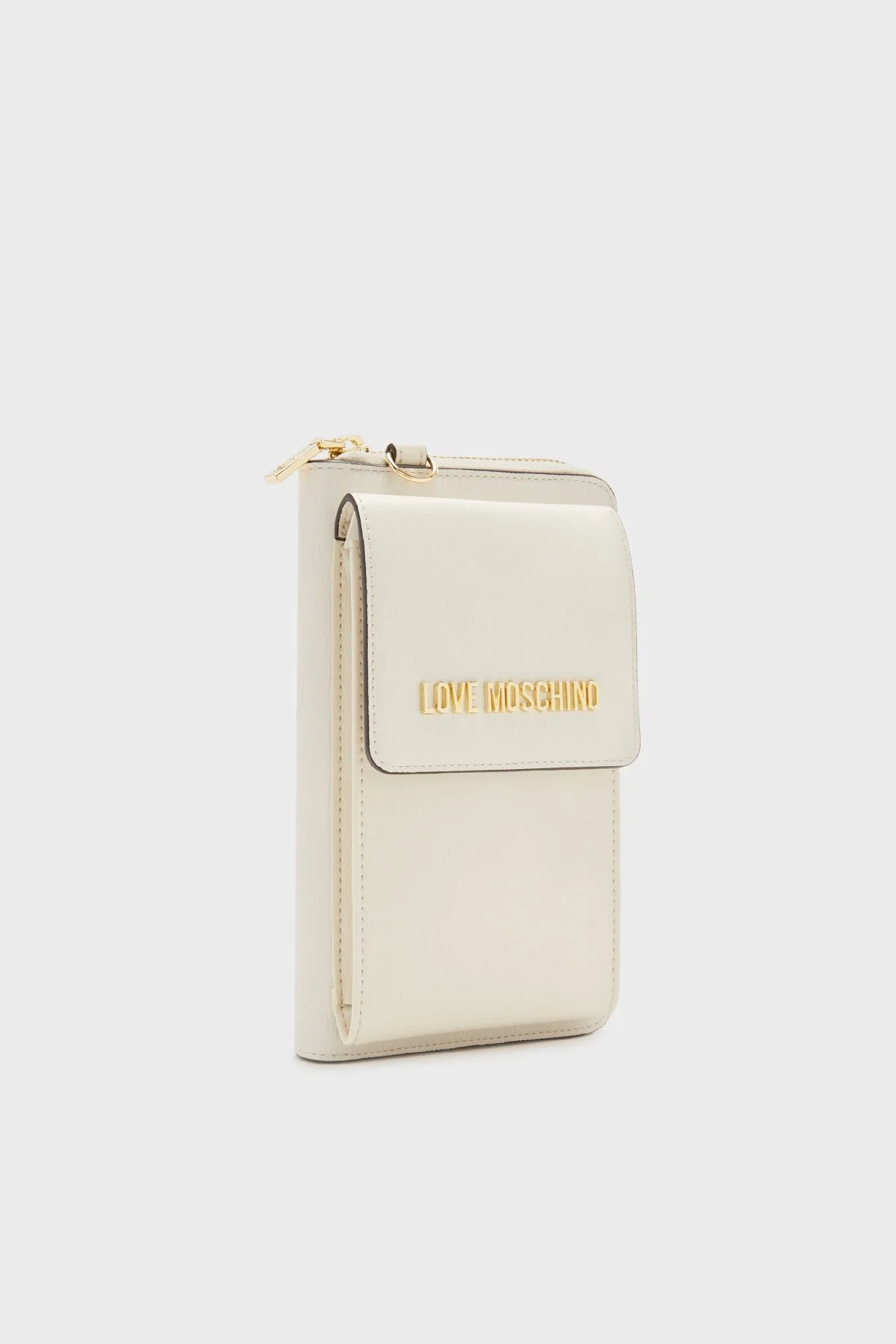 Love Moschino Telefon Bölmeli Zincir Askılı Kapitone Bayan Cüzdan JC5701PP1HLD0110 EKRU - 2