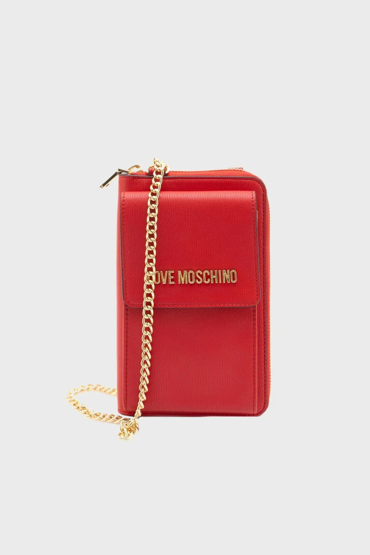 Love Moschino Telefon Bölmeli Zincir Askılı Kapitone Bayan Cüzdan JC5701PP1HLD0500 KIRMIZI - 1