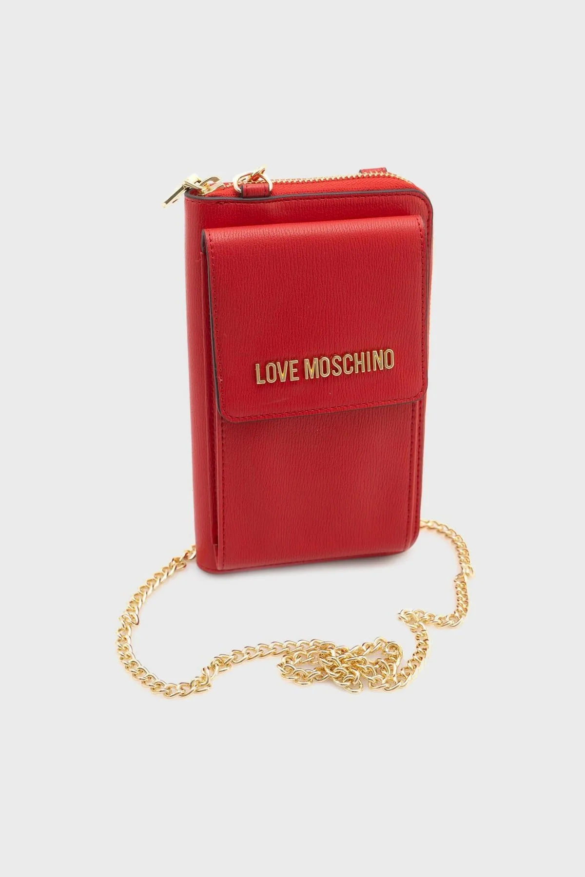 Love Moschino Telefon Bölmeli Zincir Askılı Kapitone Bayan Cüzdan JC5701PP1HLD0500 KIRMIZI - 3