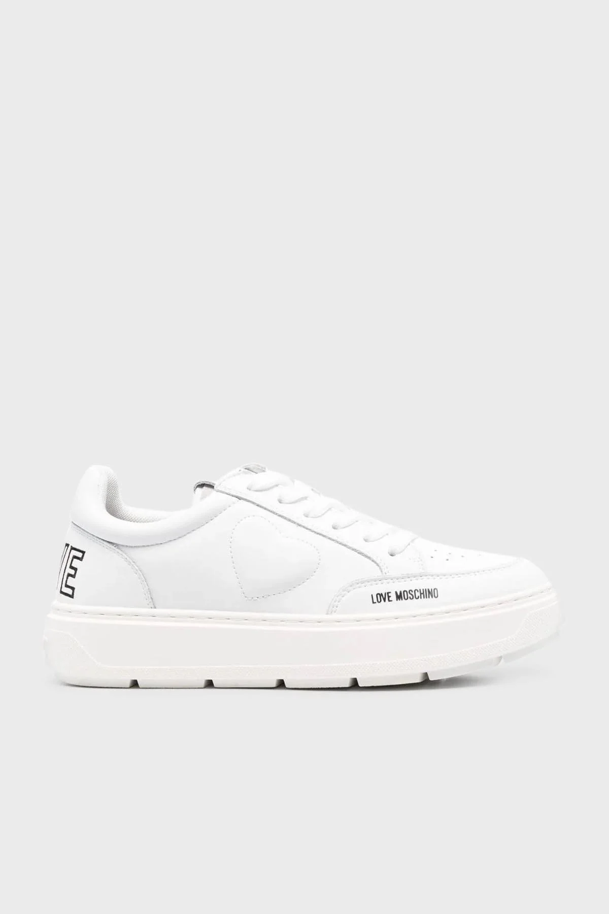 Love Moschino Yan Logo Detaylı Deri Sneaker Bayan Ayakkabı JA15244G1HIA0100 BEYAZ - 1