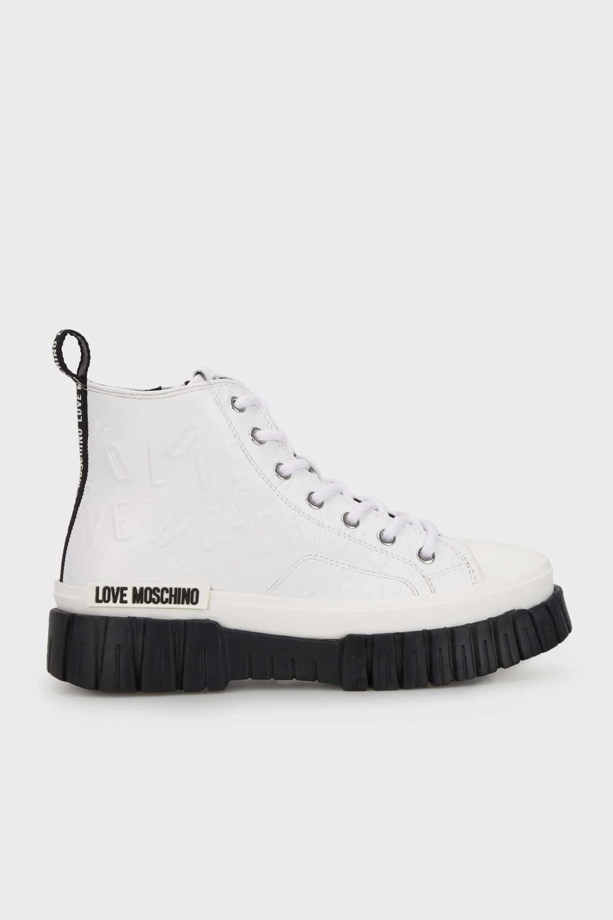 Love Moschino Yandan Fermuar Bağcıklı Platform Topuk Bayan Ayakkabı JA15585G1HIAY100 BEYAZ - 1