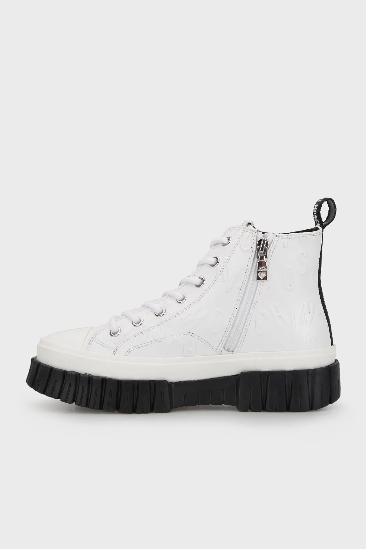 Love Moschino Yandan Fermuar Bağcıklı Platform Topuk Bayan Ayakkabı JA15585G1HIAY100 BEYAZ - 2