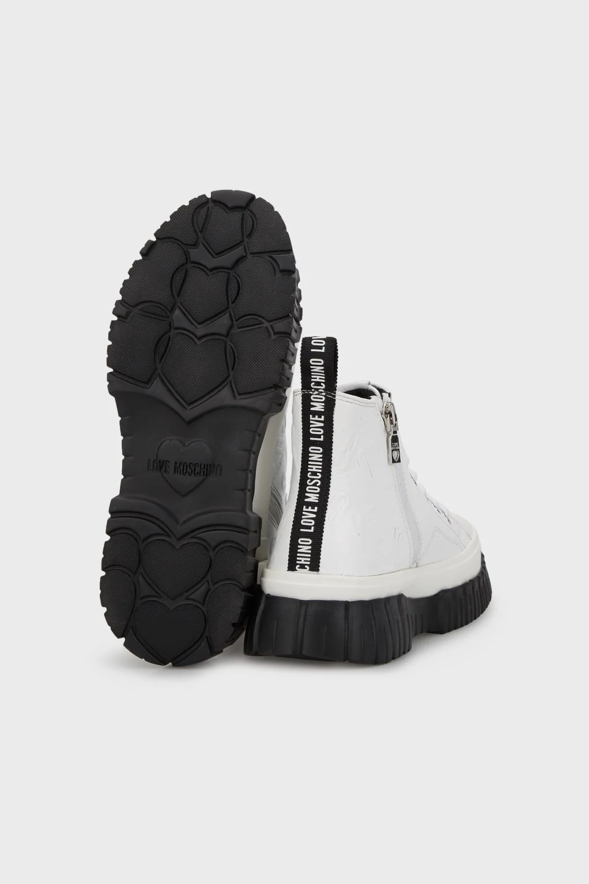 Love Moschino Yandan Fermuar Bağcıklı Platform Topuk Bayan Ayakkabı JA15585G1HIAY100 BEYAZ - 4