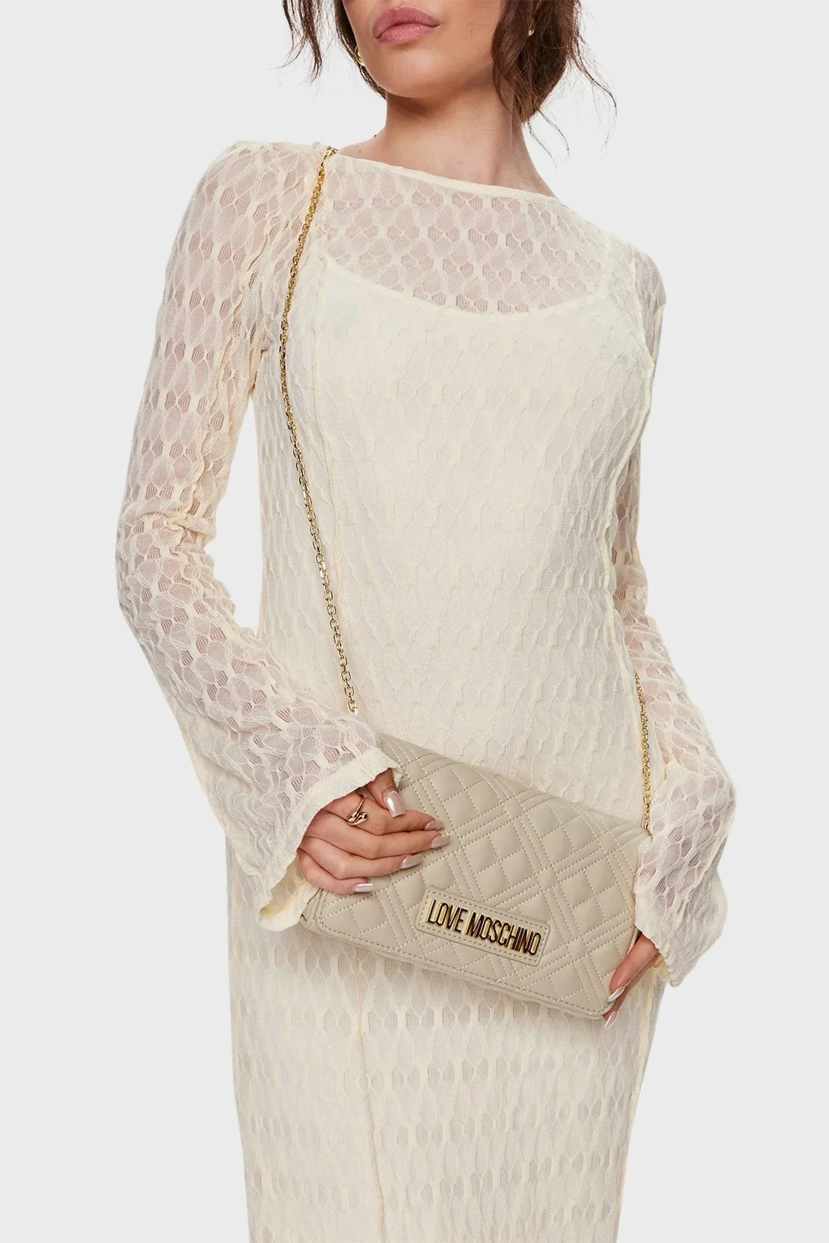 Love Moschino Zincir Askılı Kapitone Bayan Çanta JC4079PP1LLA0110 BEJ - 2