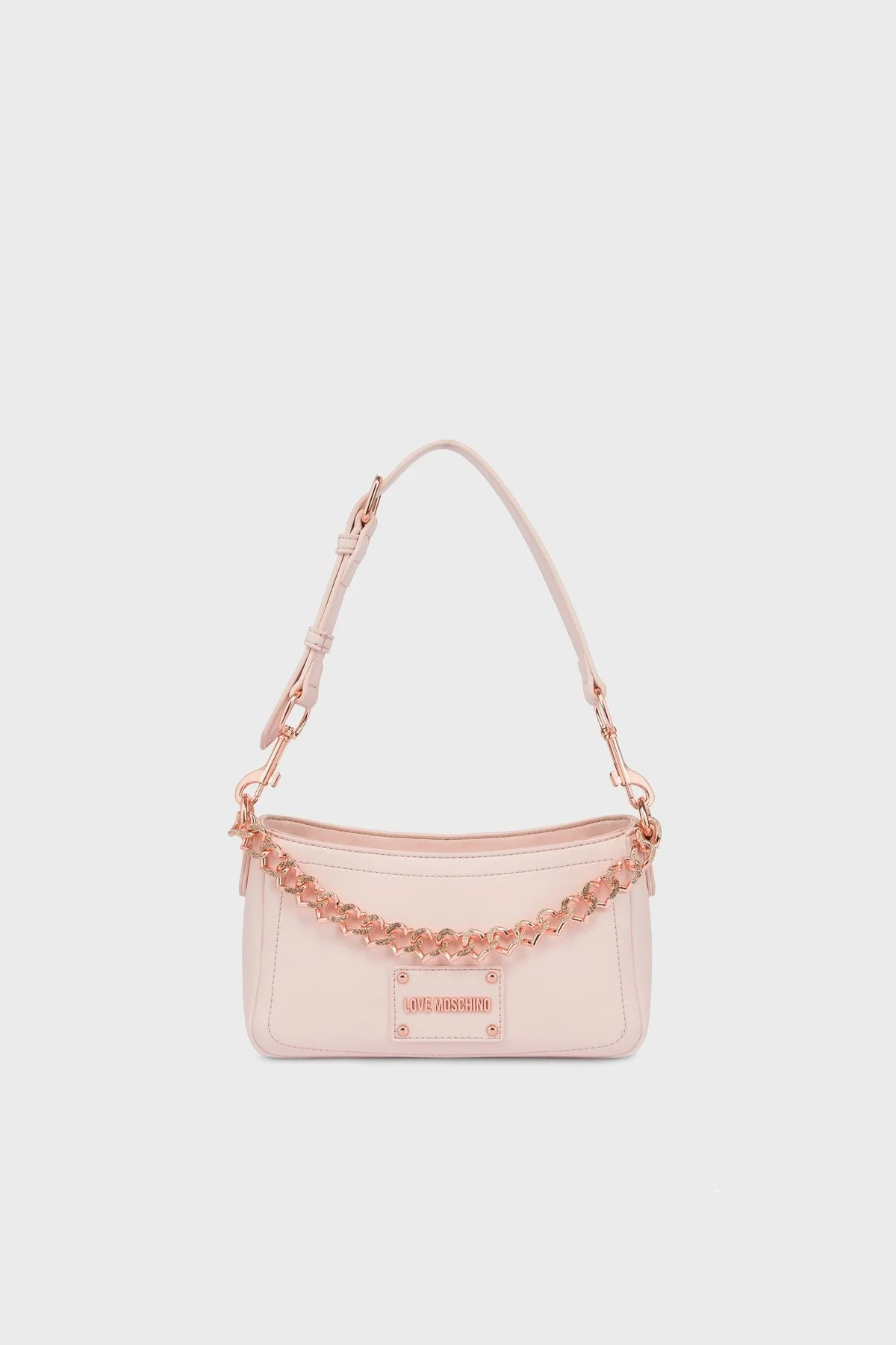Love Moschino Zincir Detaylı Ayarlanabilir Omuz Askılı Bayan Çanta JC4124PP1ILN160A PUDRA - 1