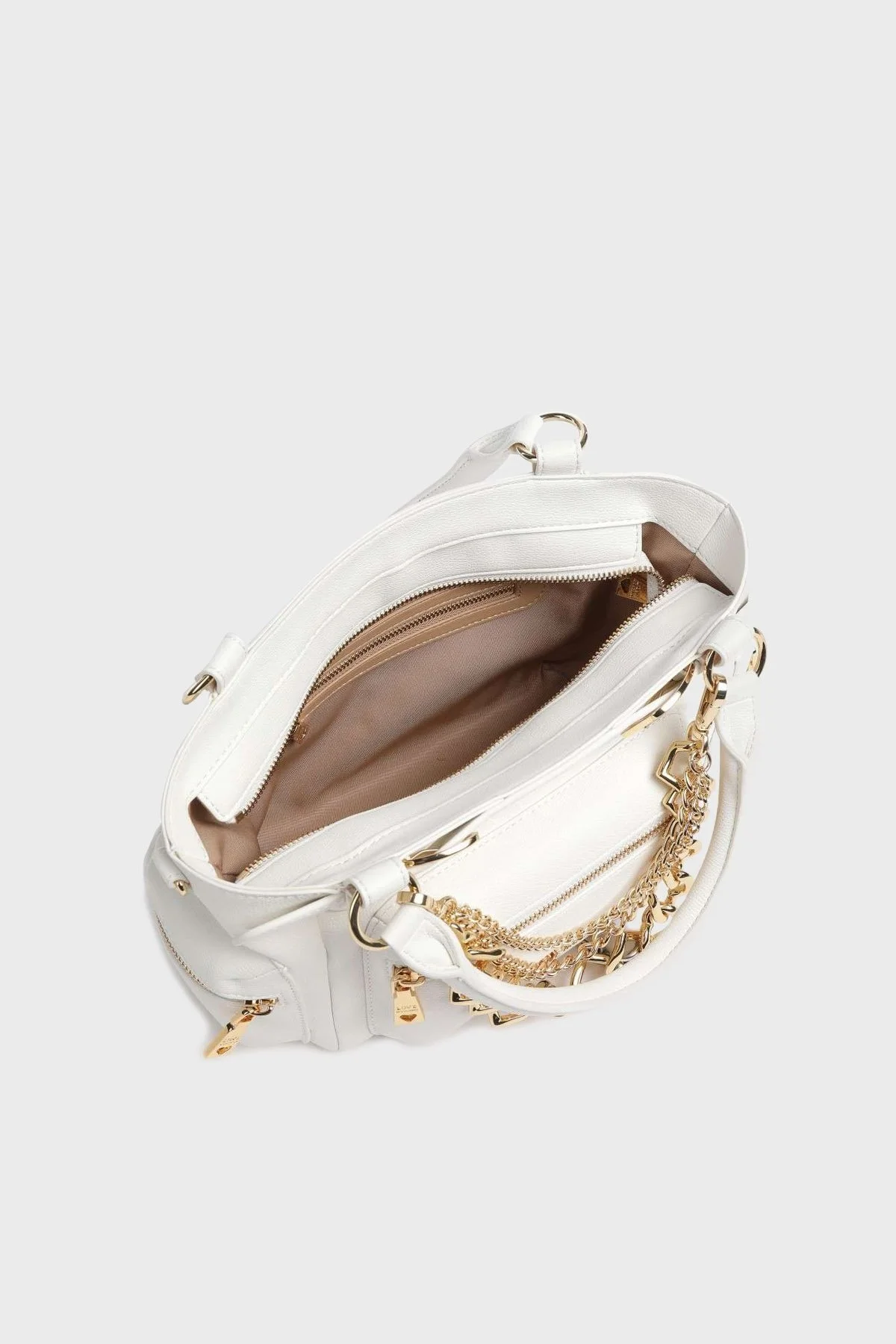 Love Moschino Zincirli Çıkarılabilir Uzatma Askılı Fermuarlı Bayan Çanta JC4288PP0GKT0100 BEYAZ - 4