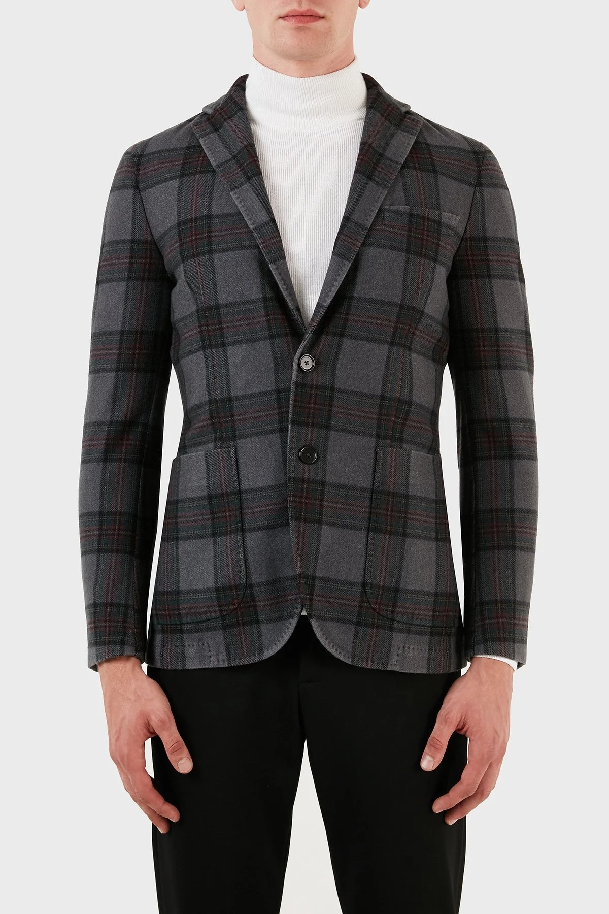 Manuel Ritz Ekoseli Blazer Erkek Ceket ZOX1910G807TW151634C98 GRİ - 6