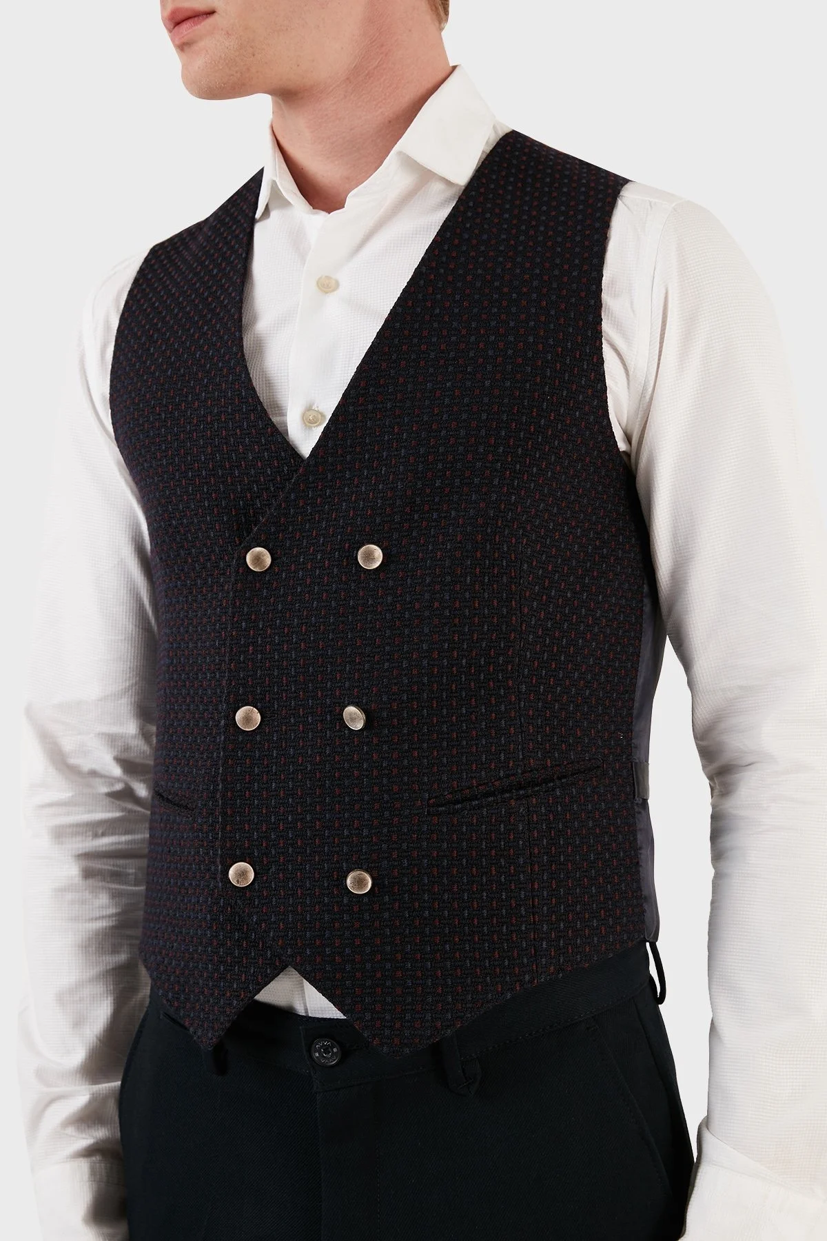 Manuel Ritz Yünlü Çift Düğmeli Erkek Yelek ZOX2111W527Y161592C88 KAHVE - 10