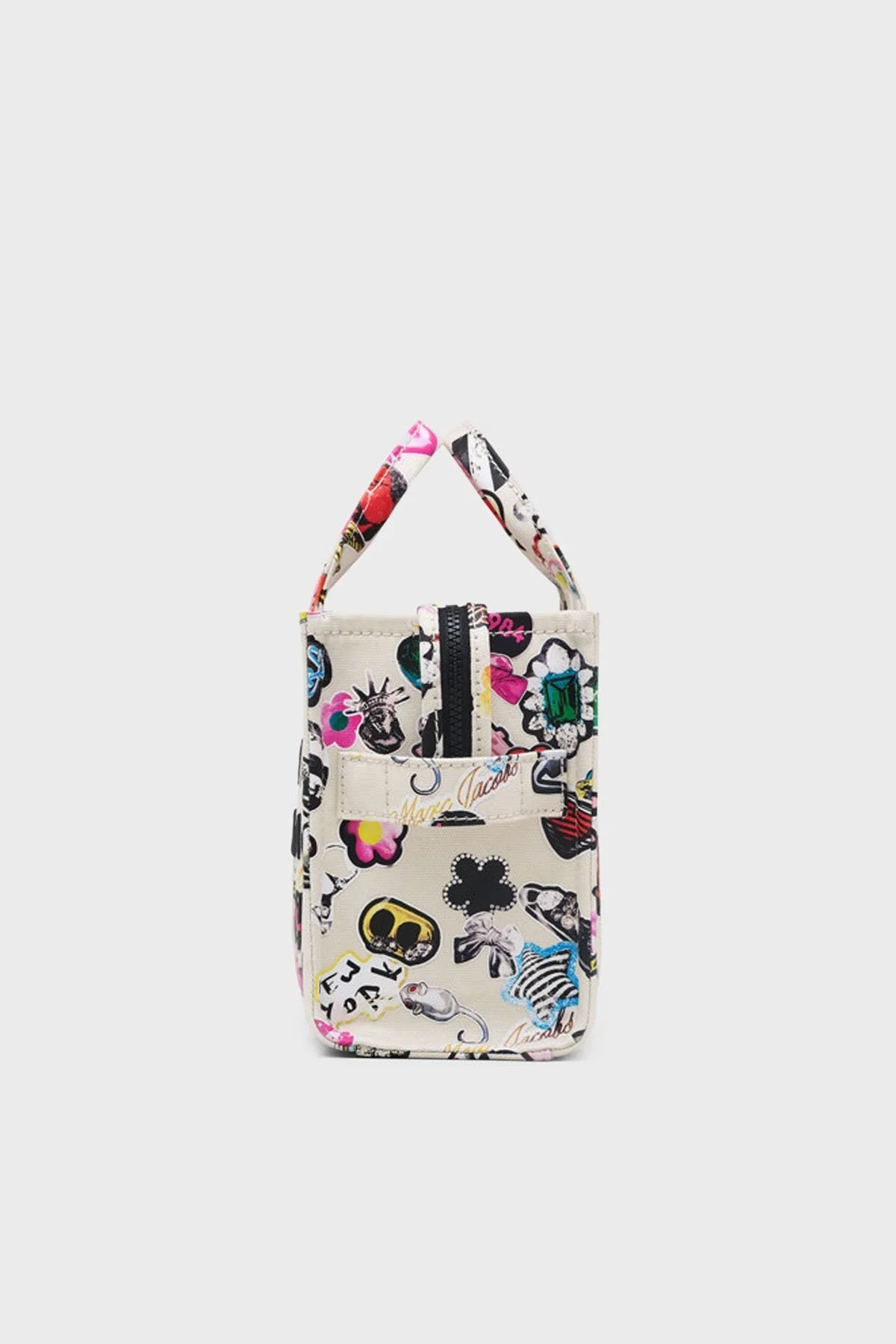 Marc Jacobs % 100 Pamuk Baskılı Çıkarılabilir Askılı Tote Bayan Çanta 2S5HTT002H03 101 BEYAZ - 14