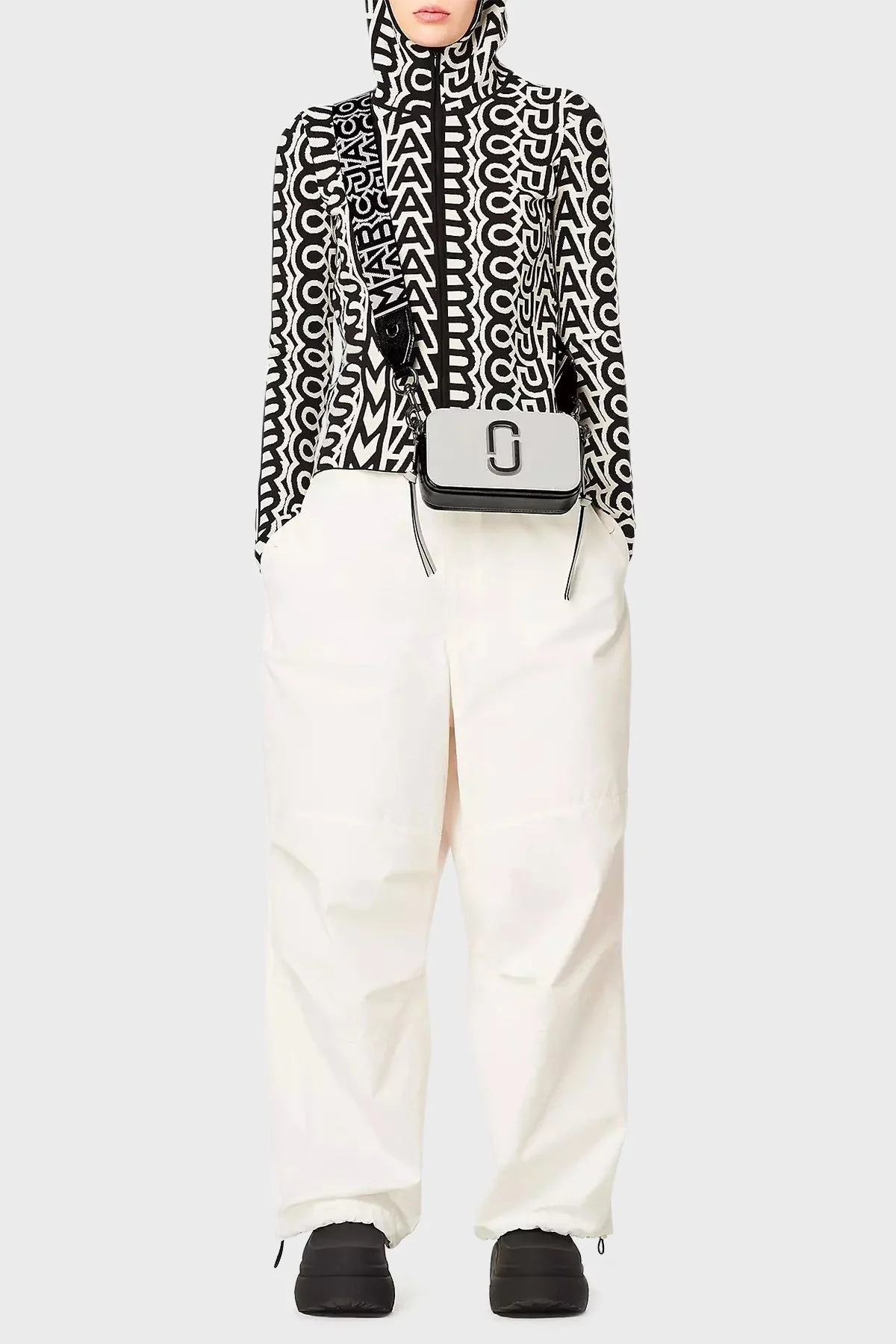 Marc Jacobs The Snapshot Ayarlanabilir Omuz Askılı Hakiki Deri Bayan Çanta 2P3HCR005H01 005 SİYAH-BEYAZ - 2