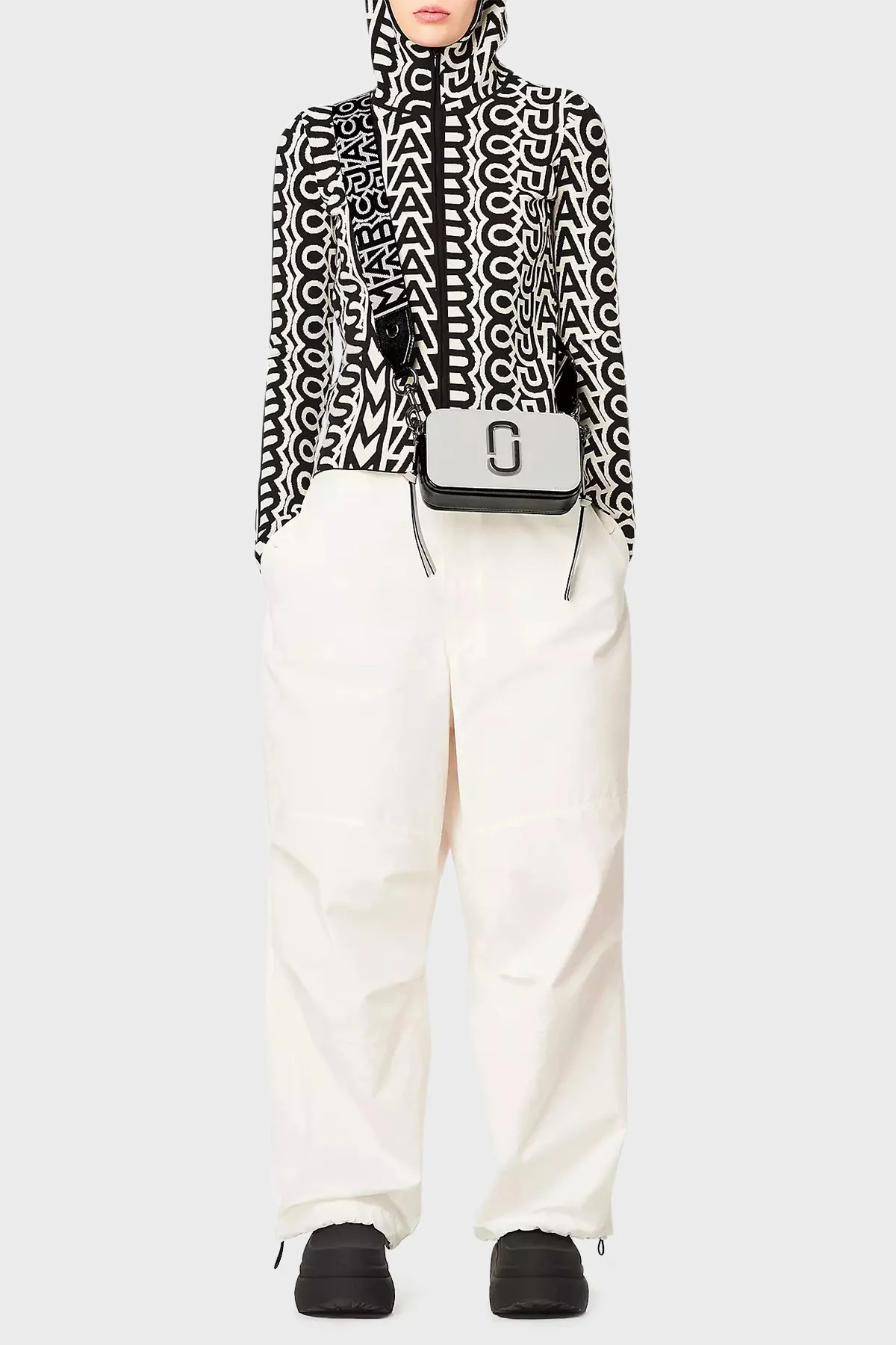 Marc Jacobs The Snapshot Ayarlanabilir Omuz Askılı Hakiki Deri Kadın Çanta 2P3HCR005H01 005 SİYAH-BEYAZ - 2