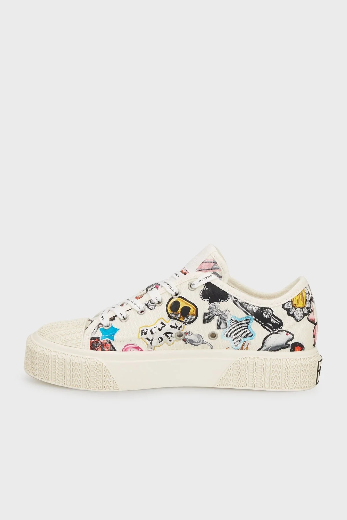 Marc Jacobs Desenli Logolu Kanvas Sneaker Bayan Ayakkabı 2S5FSN001F20 101 BEYAZ - 7