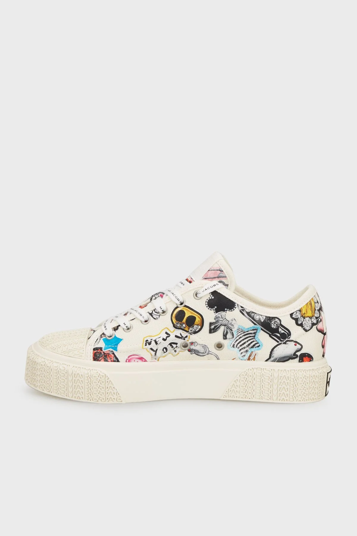 Marc Jacobs Desenli Logolu Kanvas Sneaker Kadın Ayakkabı 2S5FSN001F20 101 BEYAZ - 2