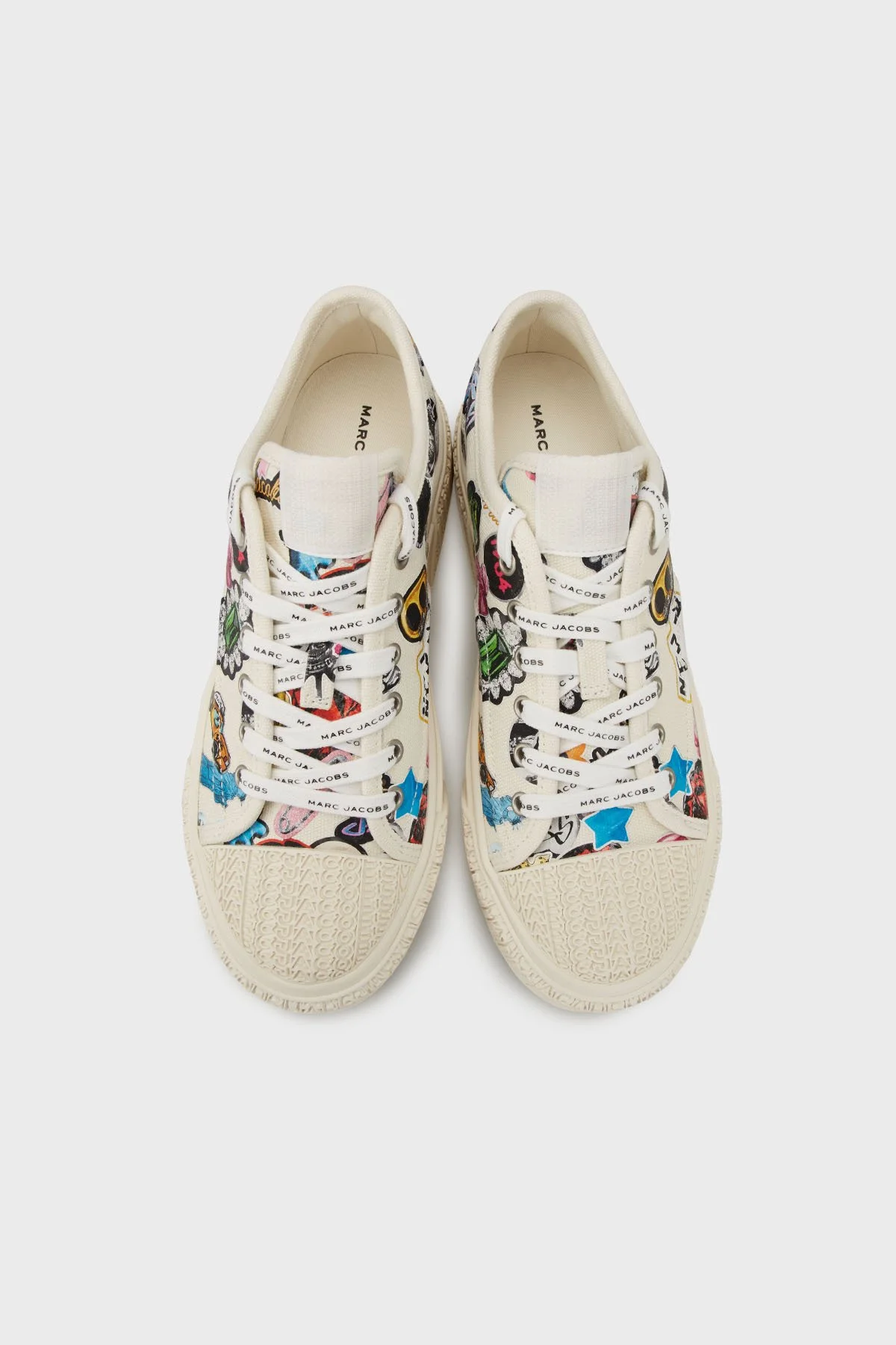 Marc Jacobs Desenli Logolu Kanvas Sneaker Kadın Ayakkabı 2S5FSN001F20 101 BEYAZ - 4