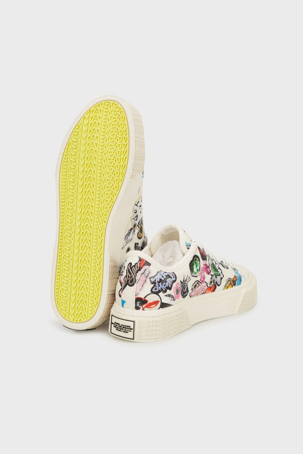 Marc Jacobs Desenli Logolu Kanvas Sneaker Kadın Ayakkabı 2S5FSN001F20 101 BEYAZ - 5