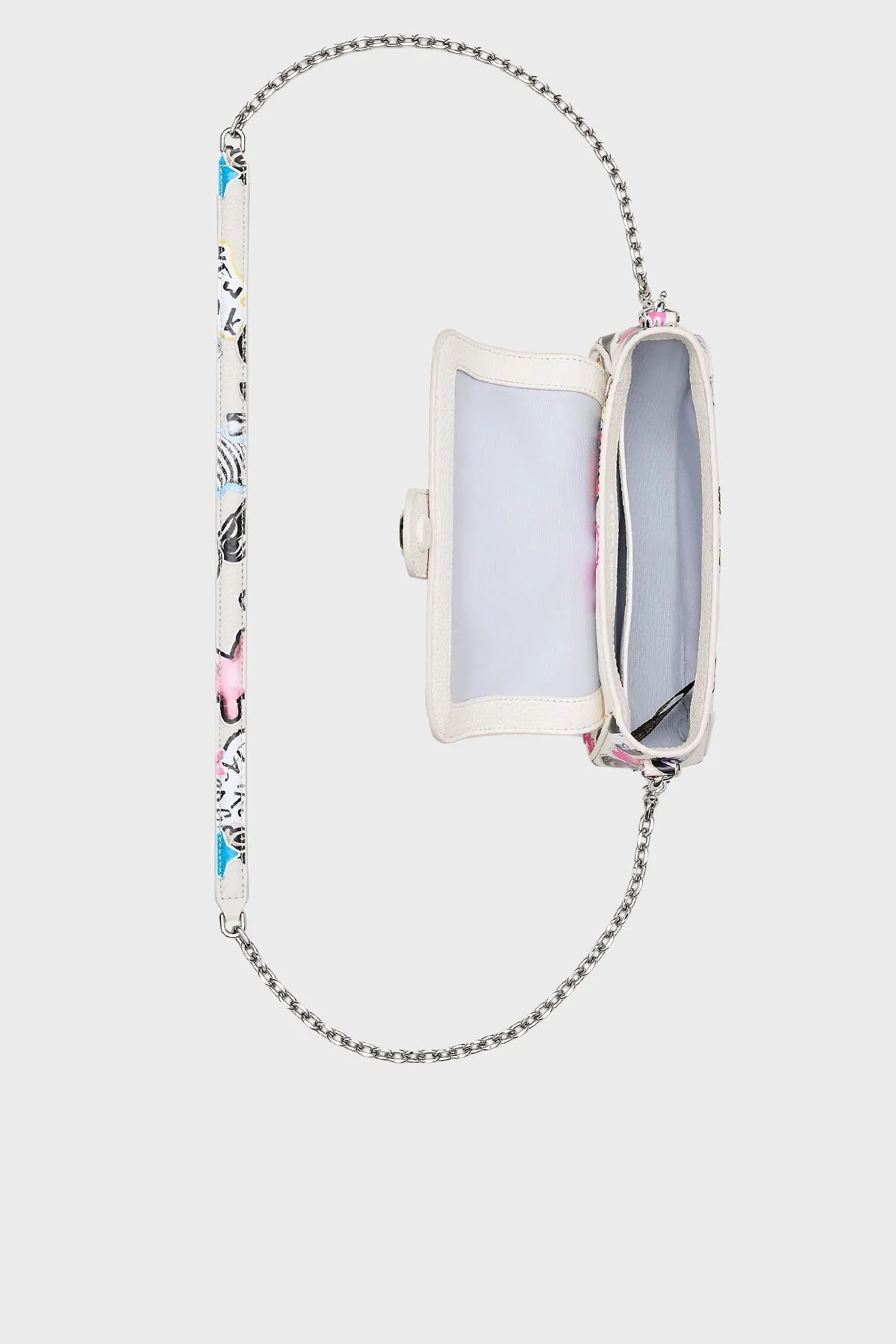 Marc Jacobs Hakiki Deri Baskılı Çıkarılabilir Zincir Askılı Bayan Çanta 2S5HSH027H02 101 BEYAZ - 11