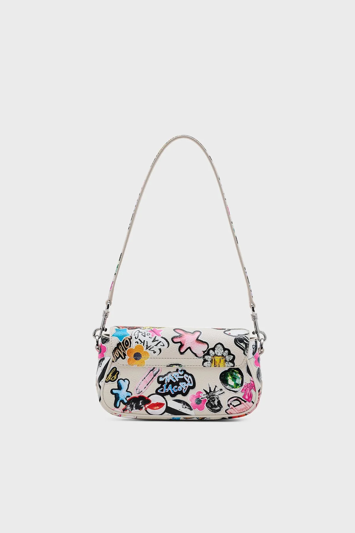 Marc Jacobs Hakiki Deri Baskılı Çıkarılabilir Zincir Askılı Kadın Çanta 2S5HSH027H02 101 BEYAZ - 4
