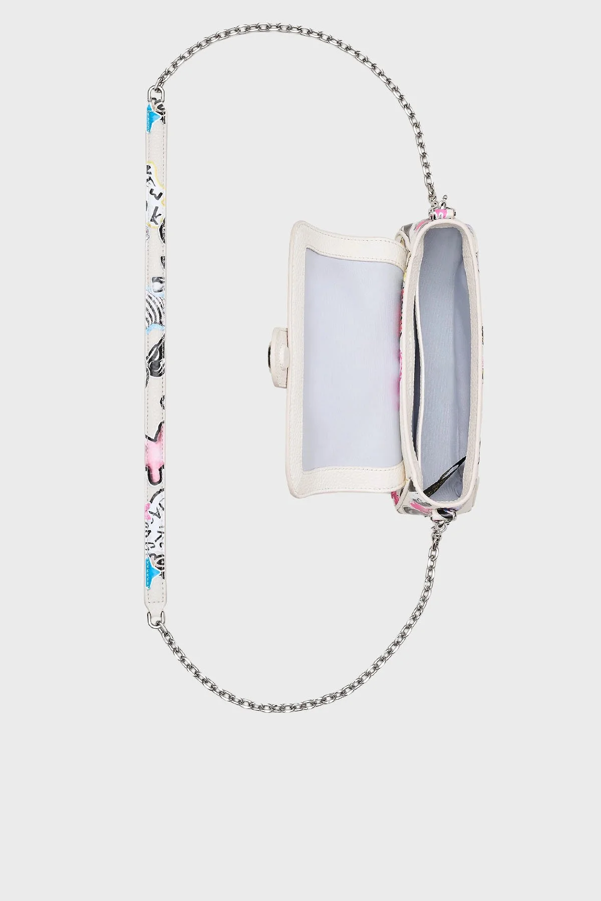 Marc Jacobs Hakiki Deri Baskılı Çıkarılabilir Zincir Askılı Kadın Çanta 2S5HSH027H02 101 BEYAZ - 5