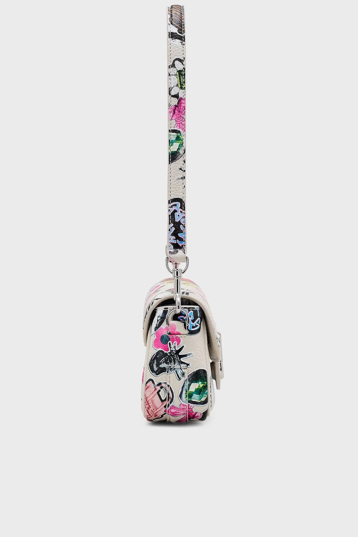 Marc Jacobs Hakiki Deri Baskılı Çıkarılabilir Zincir Askılı Kadın Çanta 2S5HSH027H02 101 BEYAZ - 6