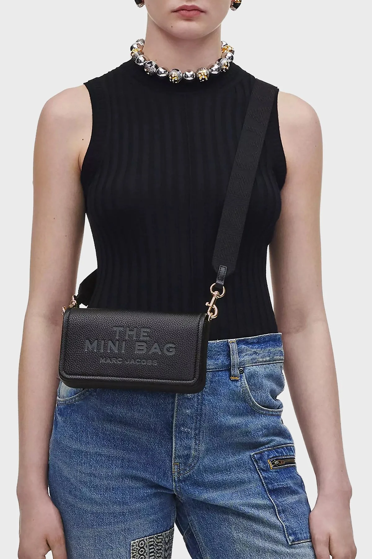 Marc Jacobs The Mini Hakiki Deri Logolu Çıkarılabilir Askılı Kadın Çanta 2S4SMN080S02 001 Siyah - 2