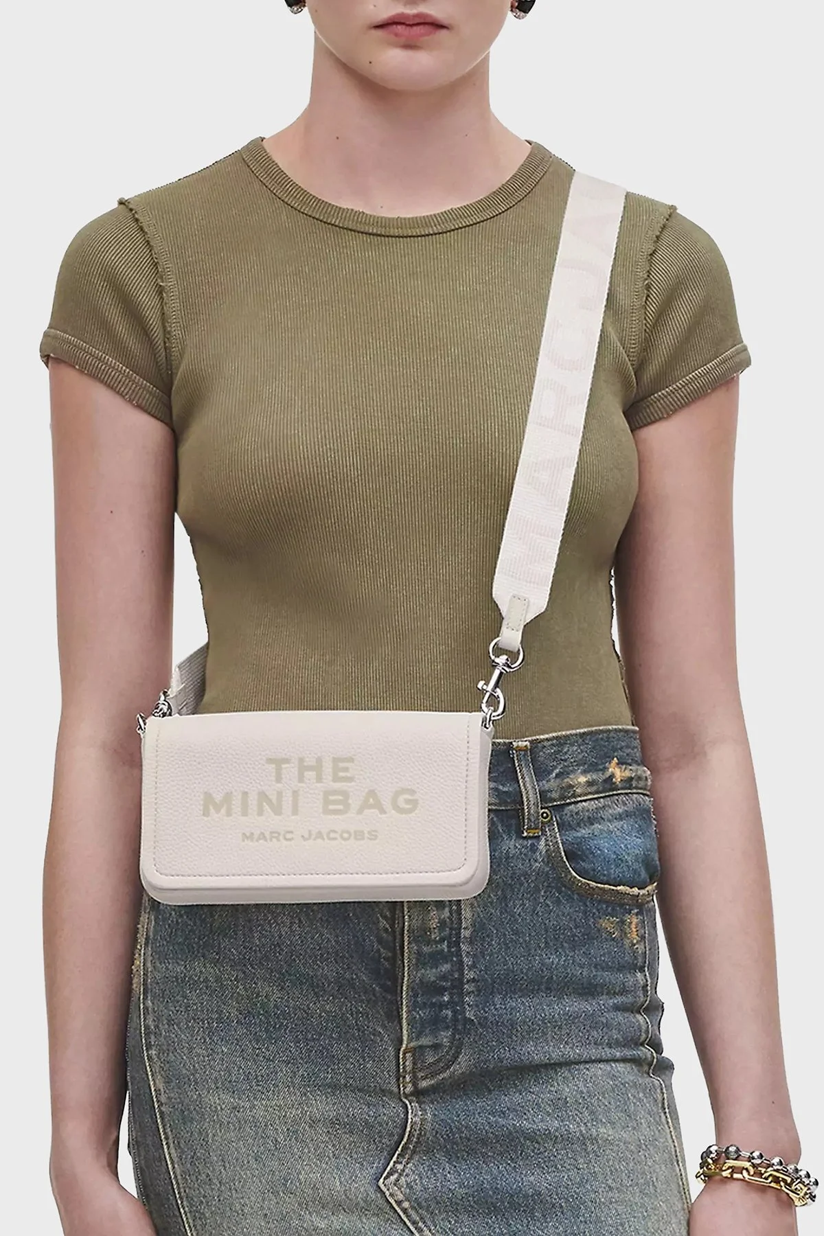 Marc Jacobs Hakiki Deri Logolu Çıkarılabilir Askılı The Mini Kadın Çanta 2S4SMN080S02 137 BEYAZ - 2