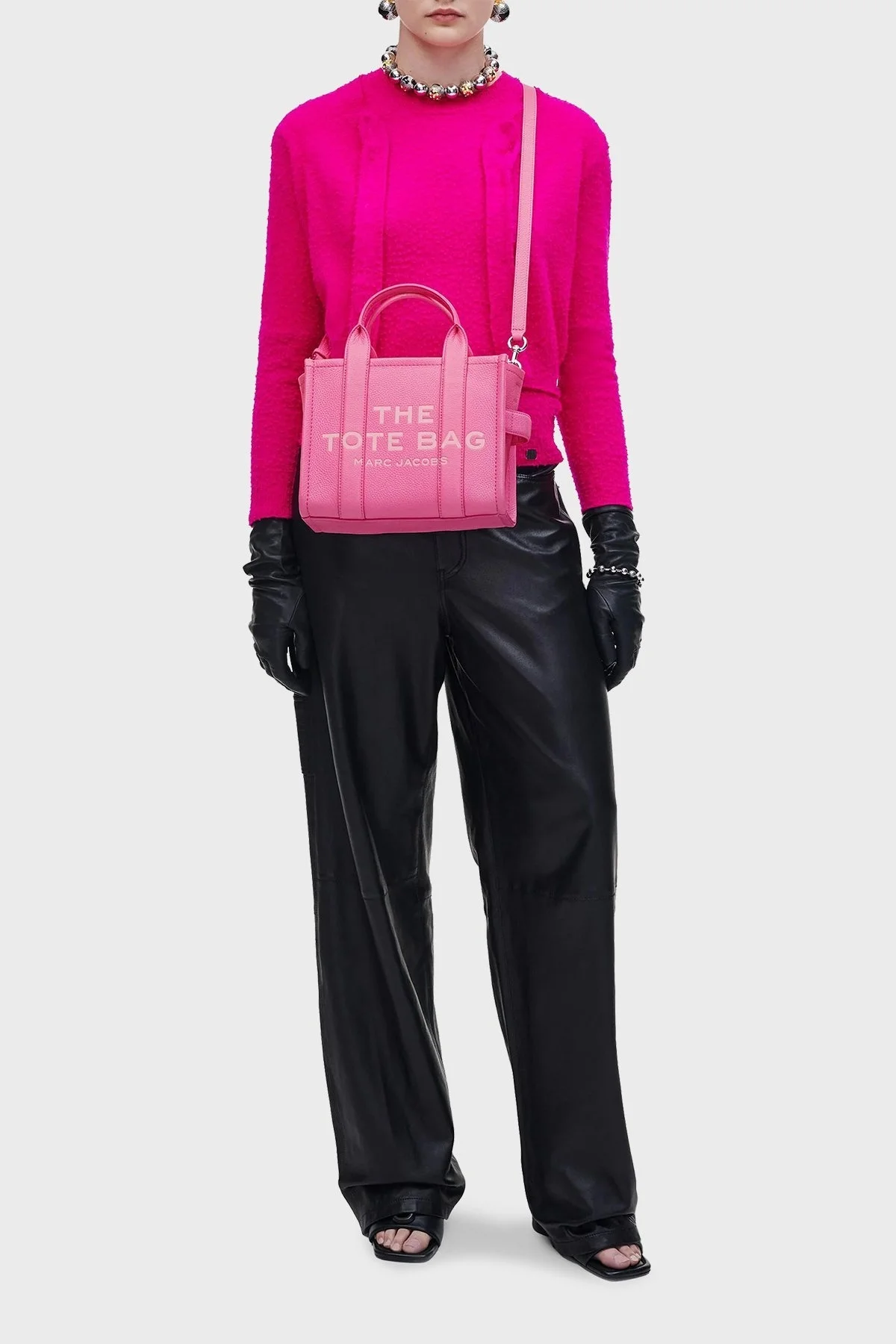 Marc Jacobs The Small Tote Logolu Çıkarılabilir Askılı Bayan Çanta H009L01SP21 666 PEMBE - 8