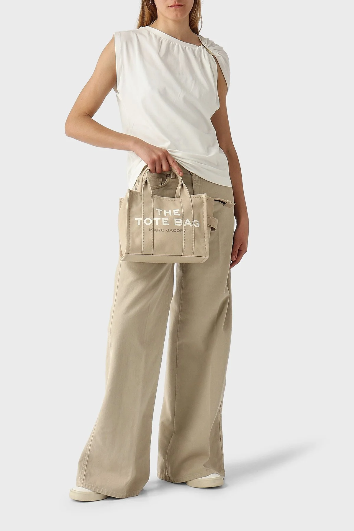 Marc Jacobs Logolu Çıkarılabilir Askılı Small Tote Kadın Çanta M0016493 260 BEJ - 2