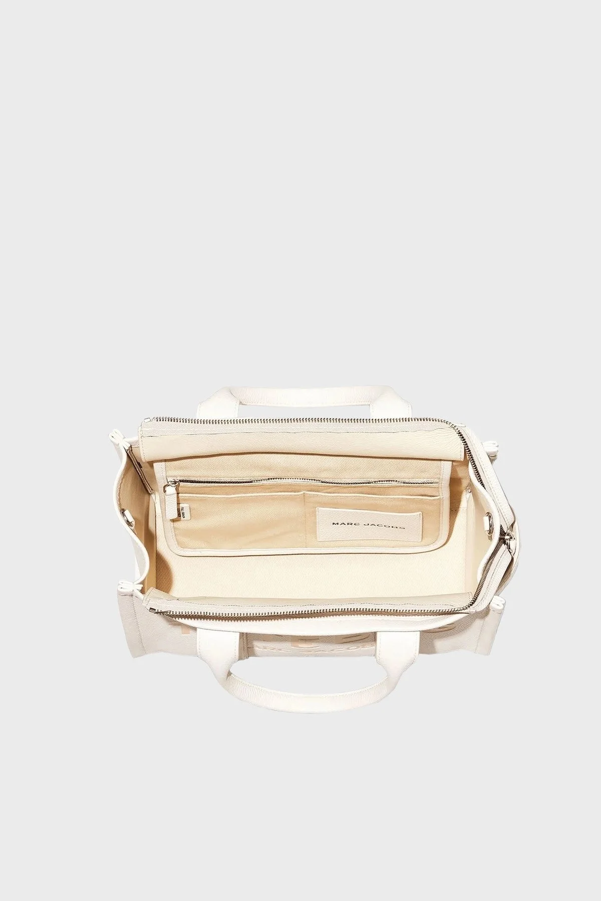 Marc Jacobs Medium Logolu Çıkarılabilir Askılı Deri Tote Bayan Çanta H004L01PF21 140 BEYAZ - 14