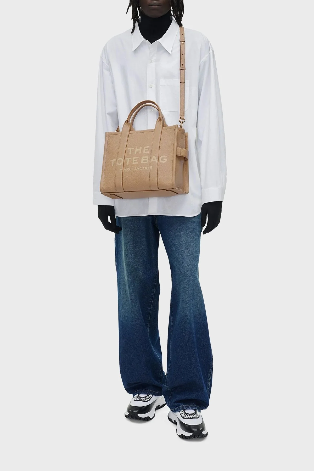 Marc Jacobs Medium Logolu Çıkarılabilir Askılı Deri Tote Bayan Çanta H004L01PF21 230 VİZON - 2