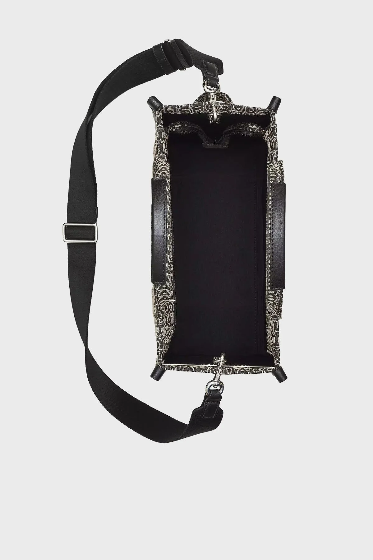 Marc Jacobs Pamuklu Jakarlı Çıkarılabilir Askılı Medium Tote Kadın Çanta 2F4HTT015H05 261 SİYAH-BEJ - 5