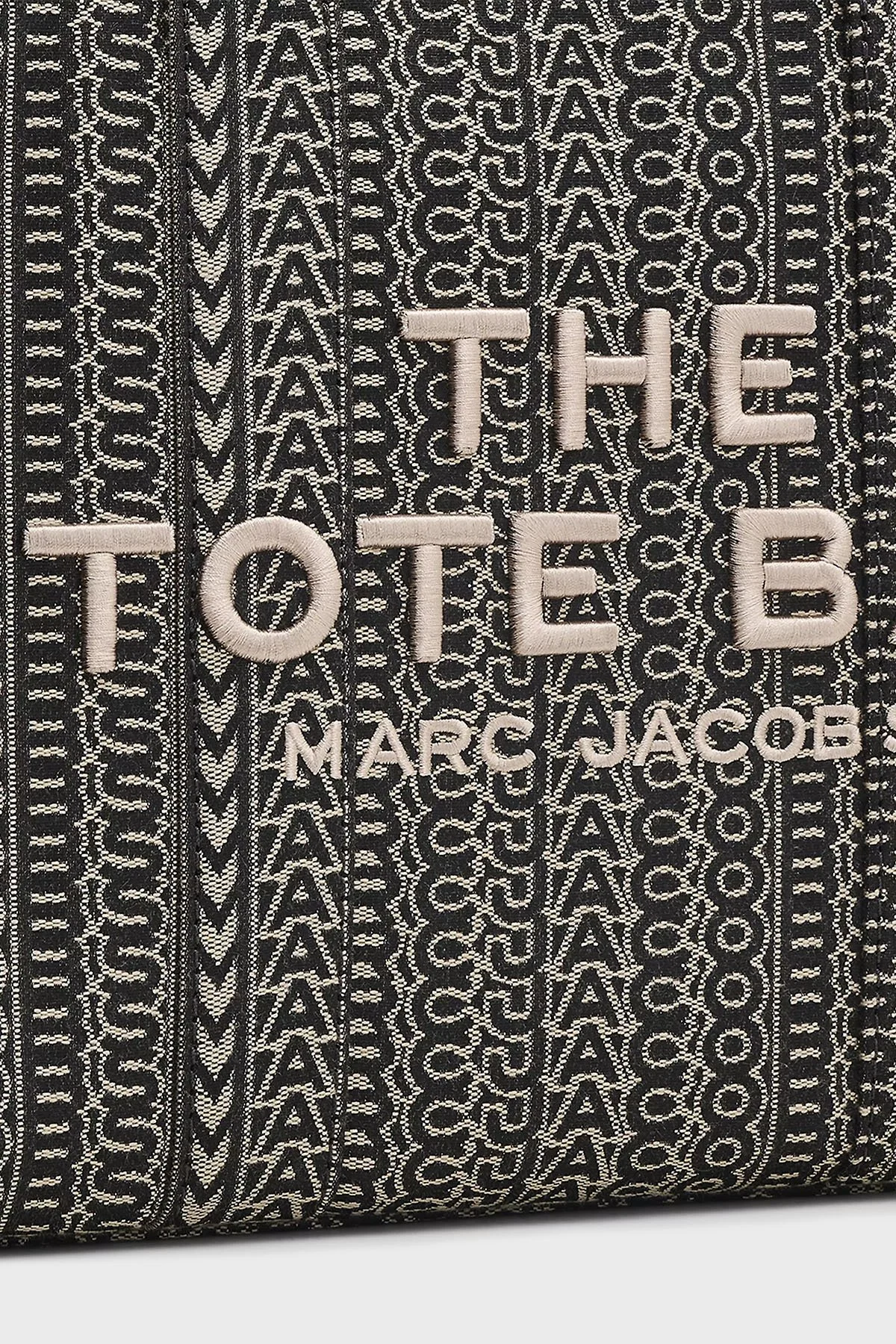 Marc Jacobs Pamuklu Jakarlı Çıkarılabilir Askılı Medium Tote Kadın Çanta 2F4HTT015H05 261 SİYAH-BEJ - 7