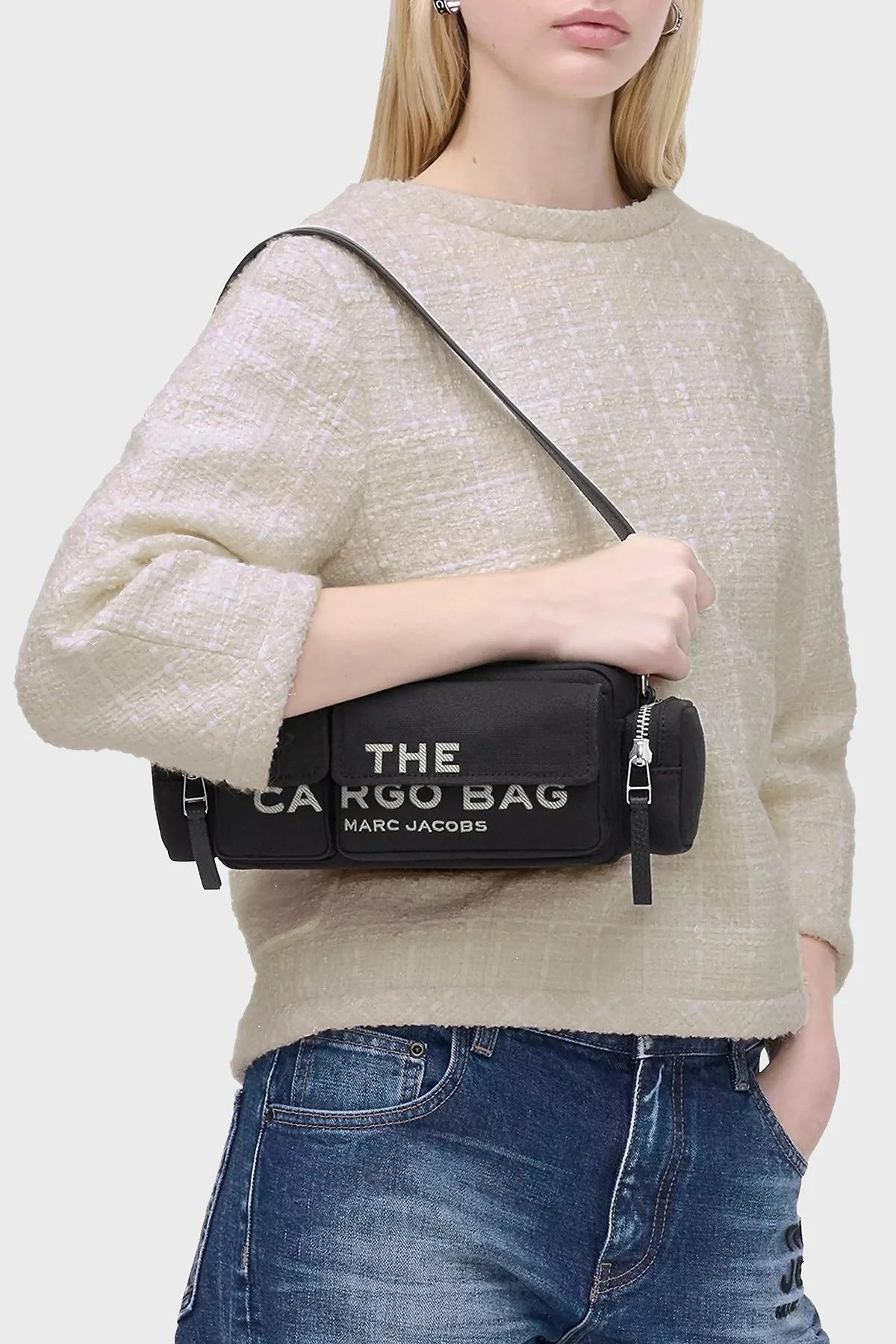 Marc Jacobs Pamuklu Logolu Çıkarılabilir Askılı The Cargo Kadın Çanta 2P5HSH025H03 001 SİYAH - 2