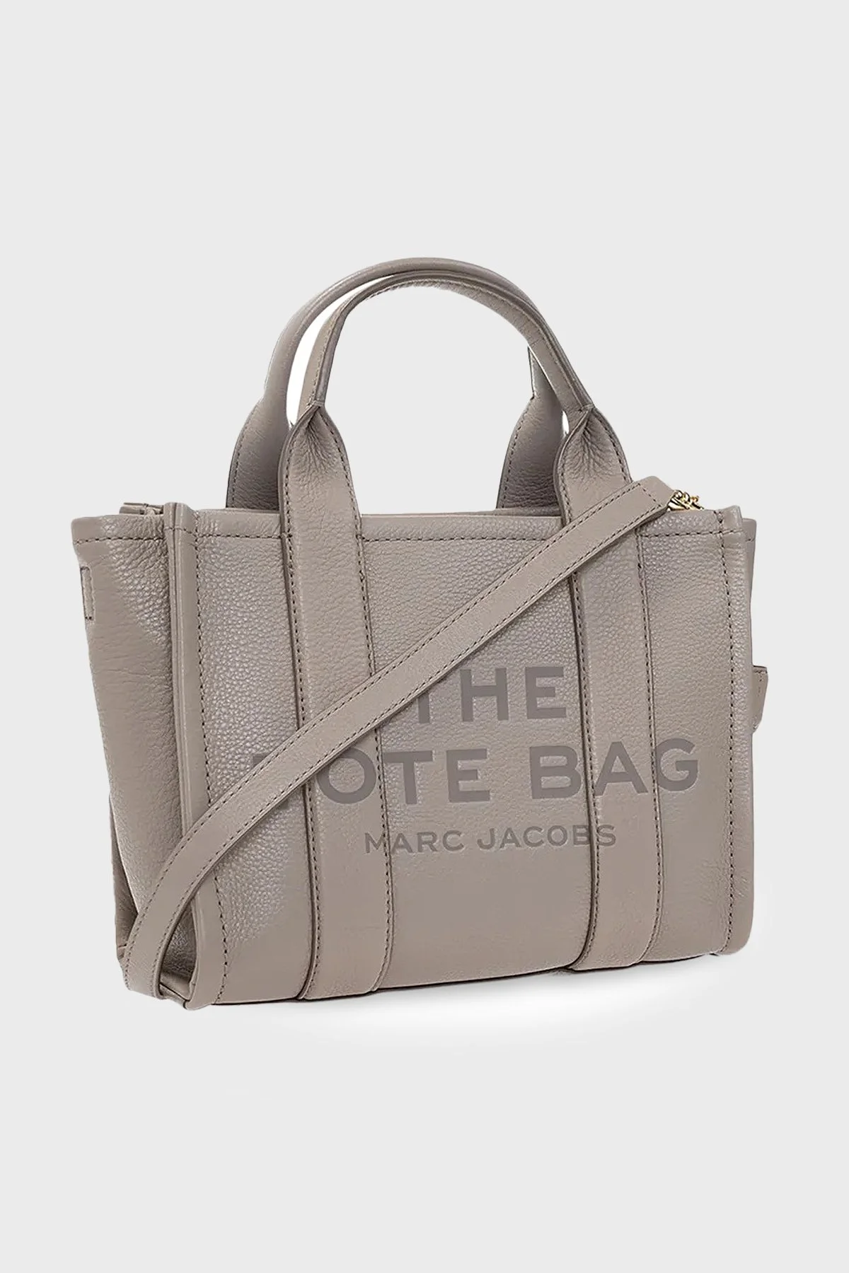 Marc Jacobs Small Tote Logolu Çıkarılabilir Askılı Deri Kadın Çanta H009L01SP21 055 GRİ - 4