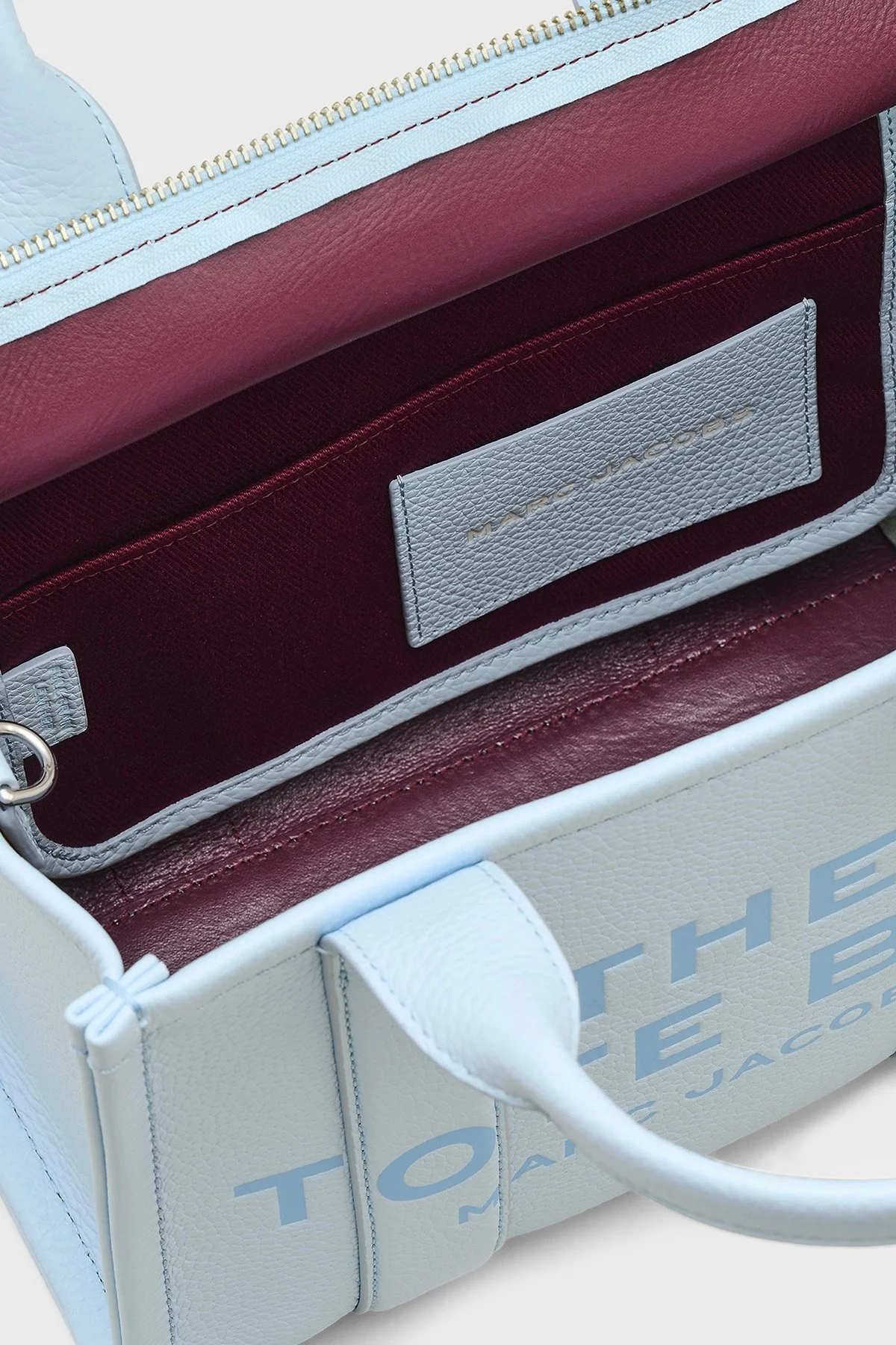 Marc Jacobs Small Tote Logolu Çıkarılabilir Askılı Deri Bayan Çanta H009L01SP21 465 AÇIK MAVİ - 13