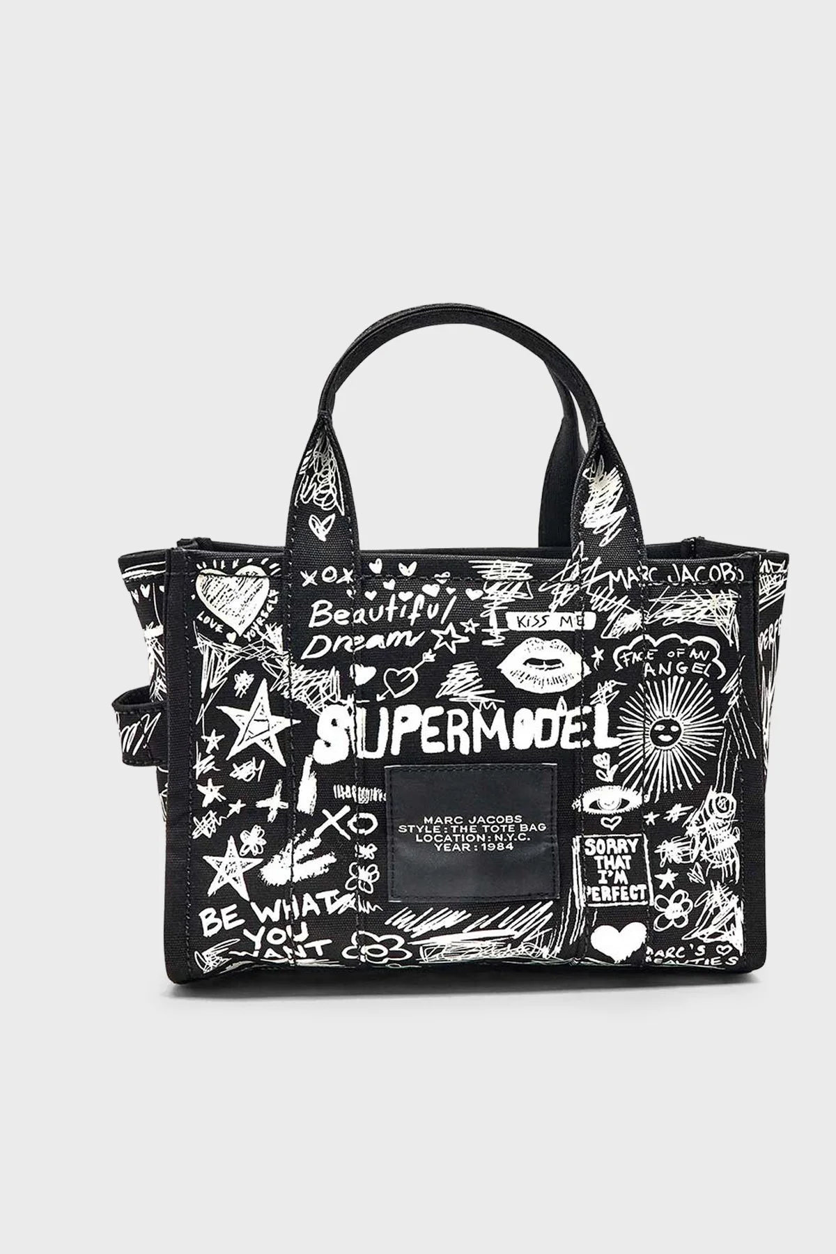 Marc Jacobs Small Tote Logolu Sabit Askılı Kadın Çanta 2S6HTT016H02 002 SİYAH-BEYAZ - 4