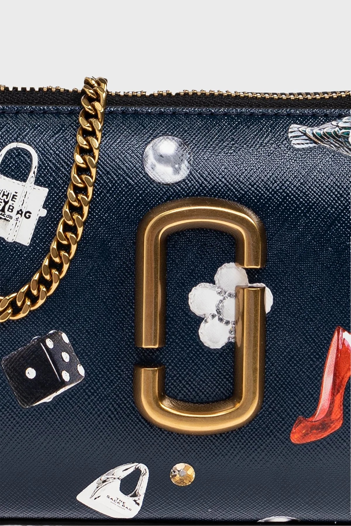 Marc Jacobs The Pochette Deri Desenli Zincir Askılı Kadın Çanta 2R5SMN016S01 411 LACİVERT - 5